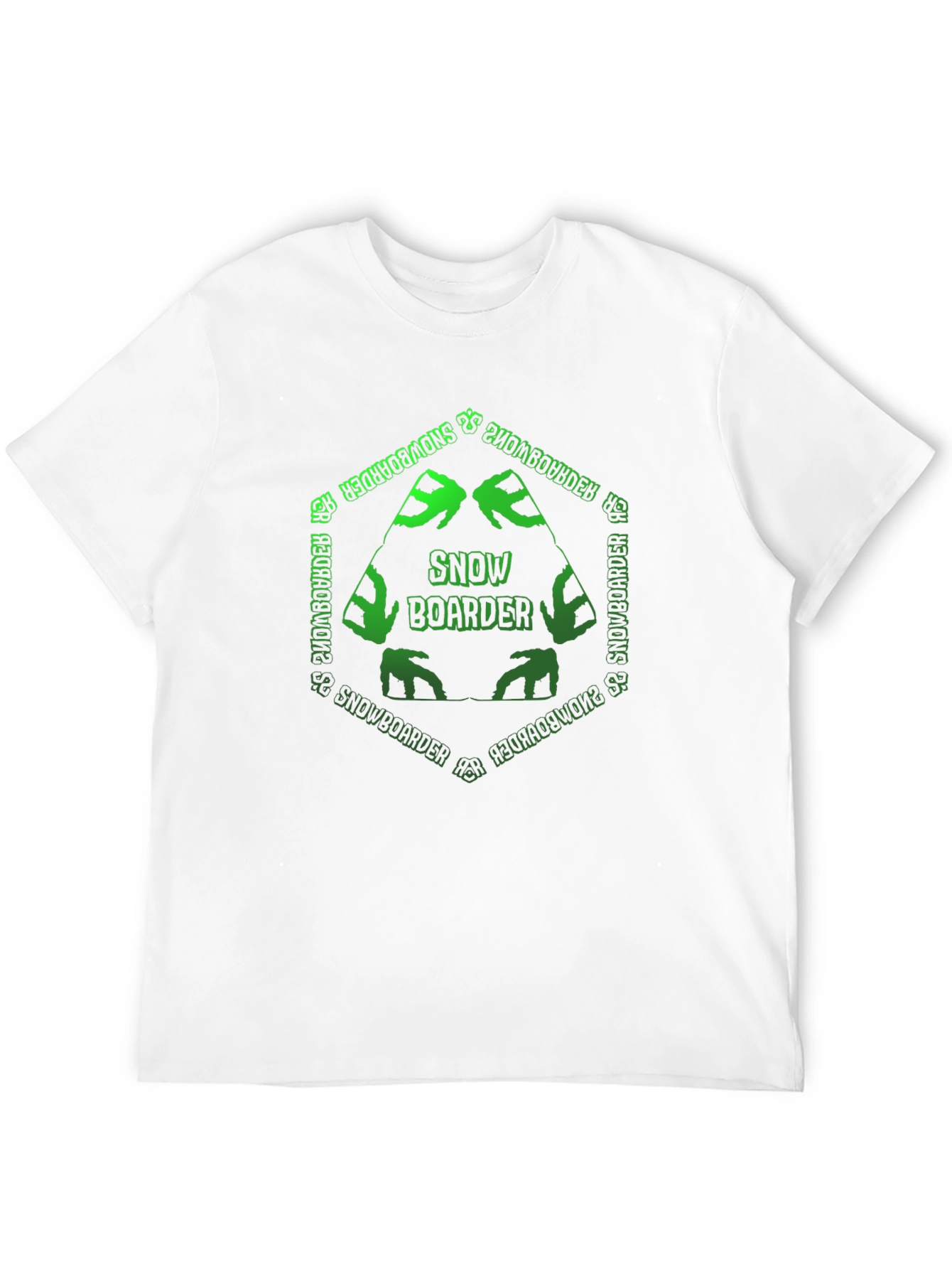 Snowboarder T-Shirt: Green Hexagon Design