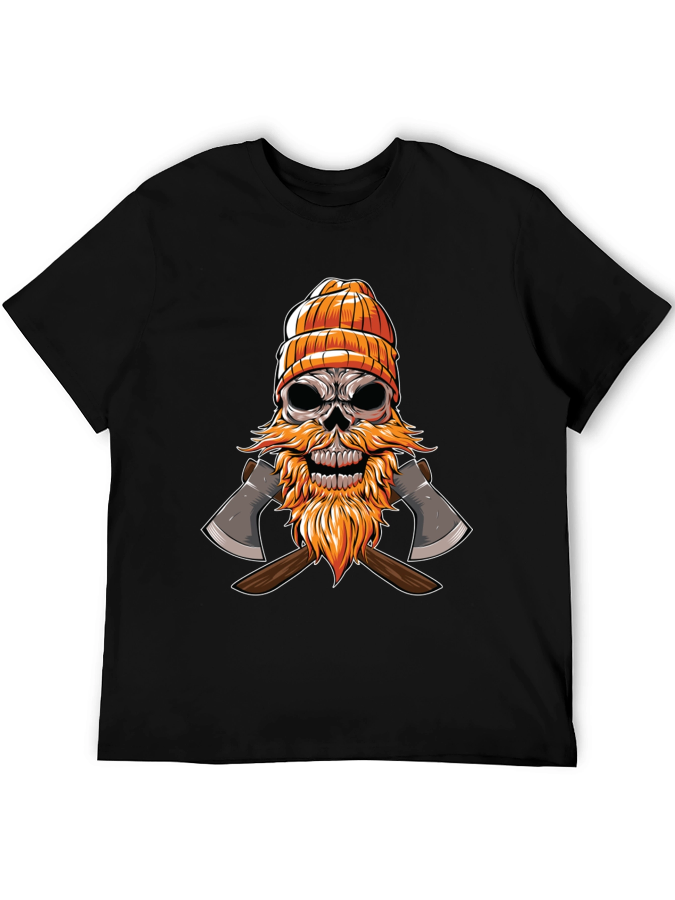 Skull Lumberjack Graphic Tee - Black Cotton Shirt