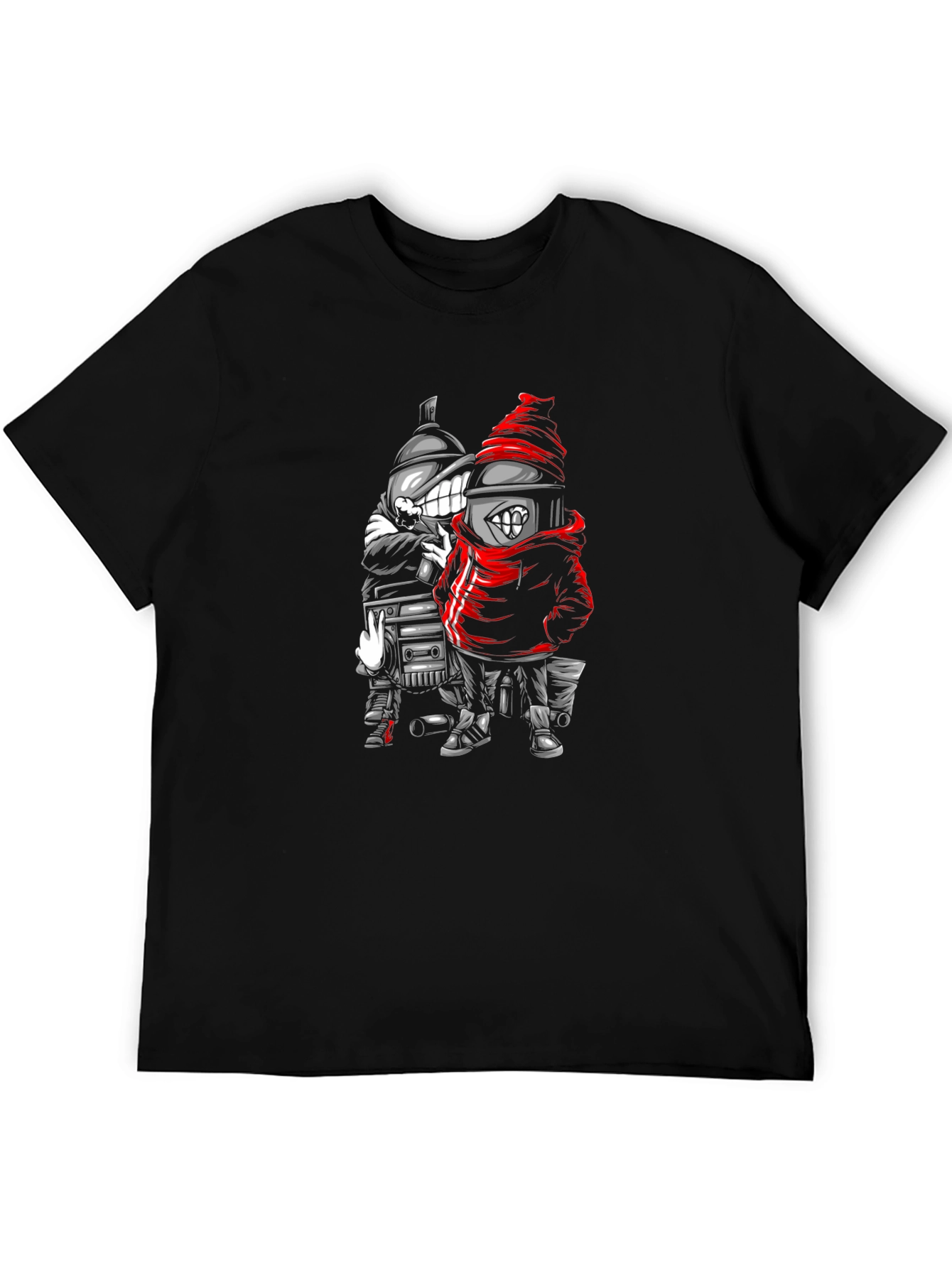 Spray Can Cartoon Graphic Black T-Shirt