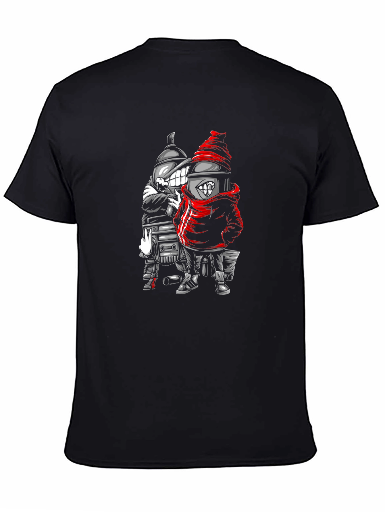 Spray Can Cartoon Graphic Black T-Shirt
