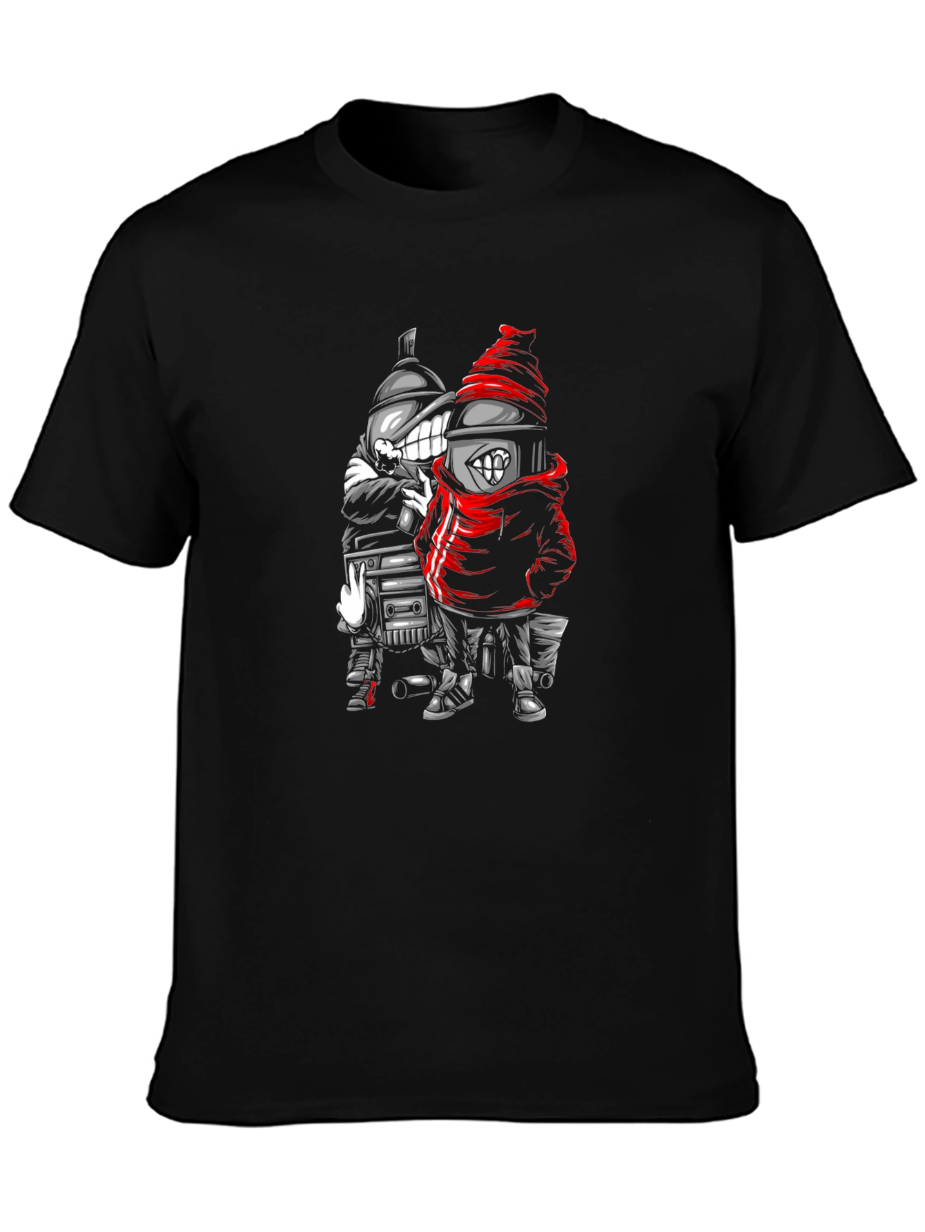 Spray Can Cartoon Graphic Black T-Shirt