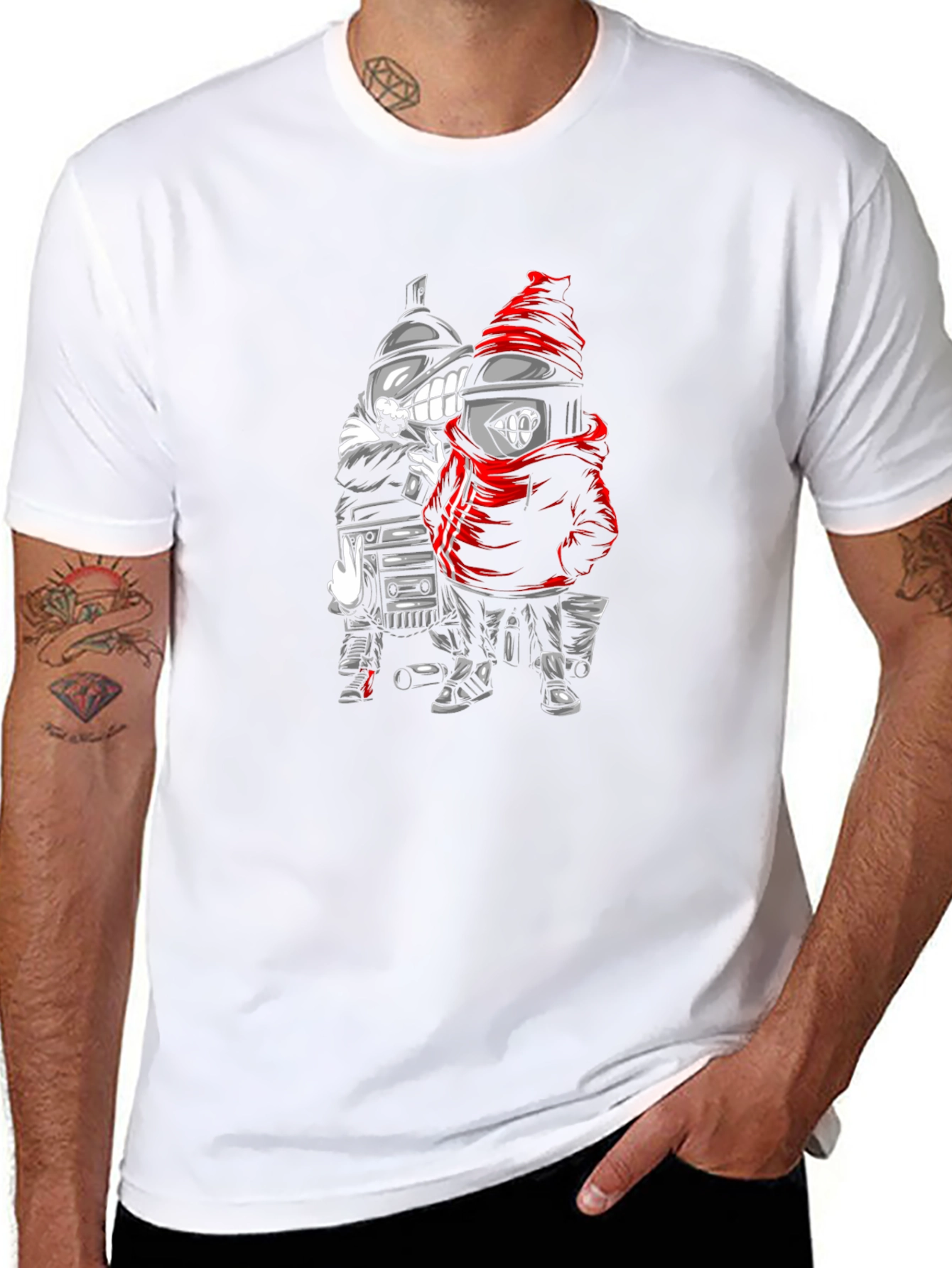 Spray Can Cartoon Graphic Black T-Shirt