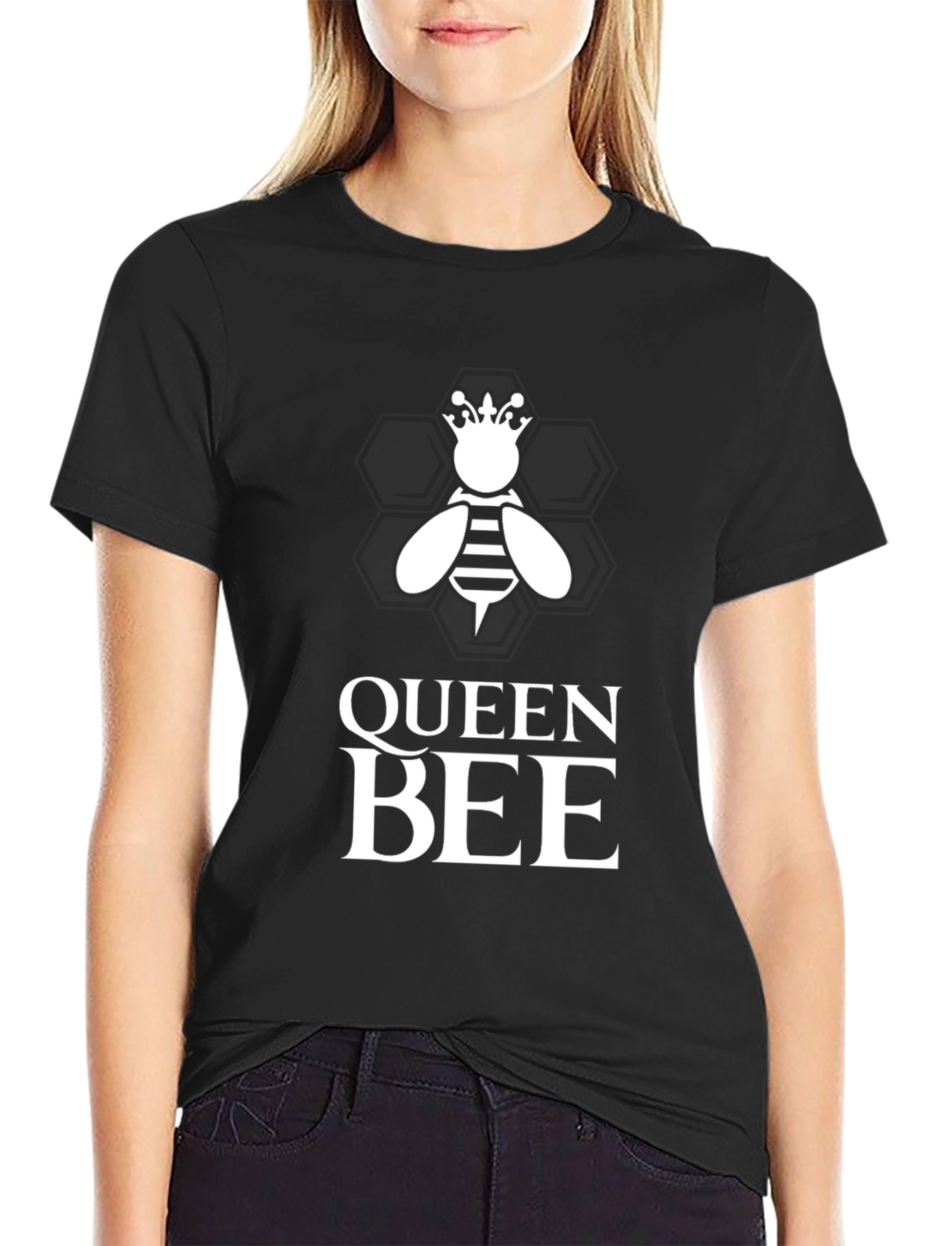 Queen Bee Graphic Tee - Black Cotton T-Shirt
