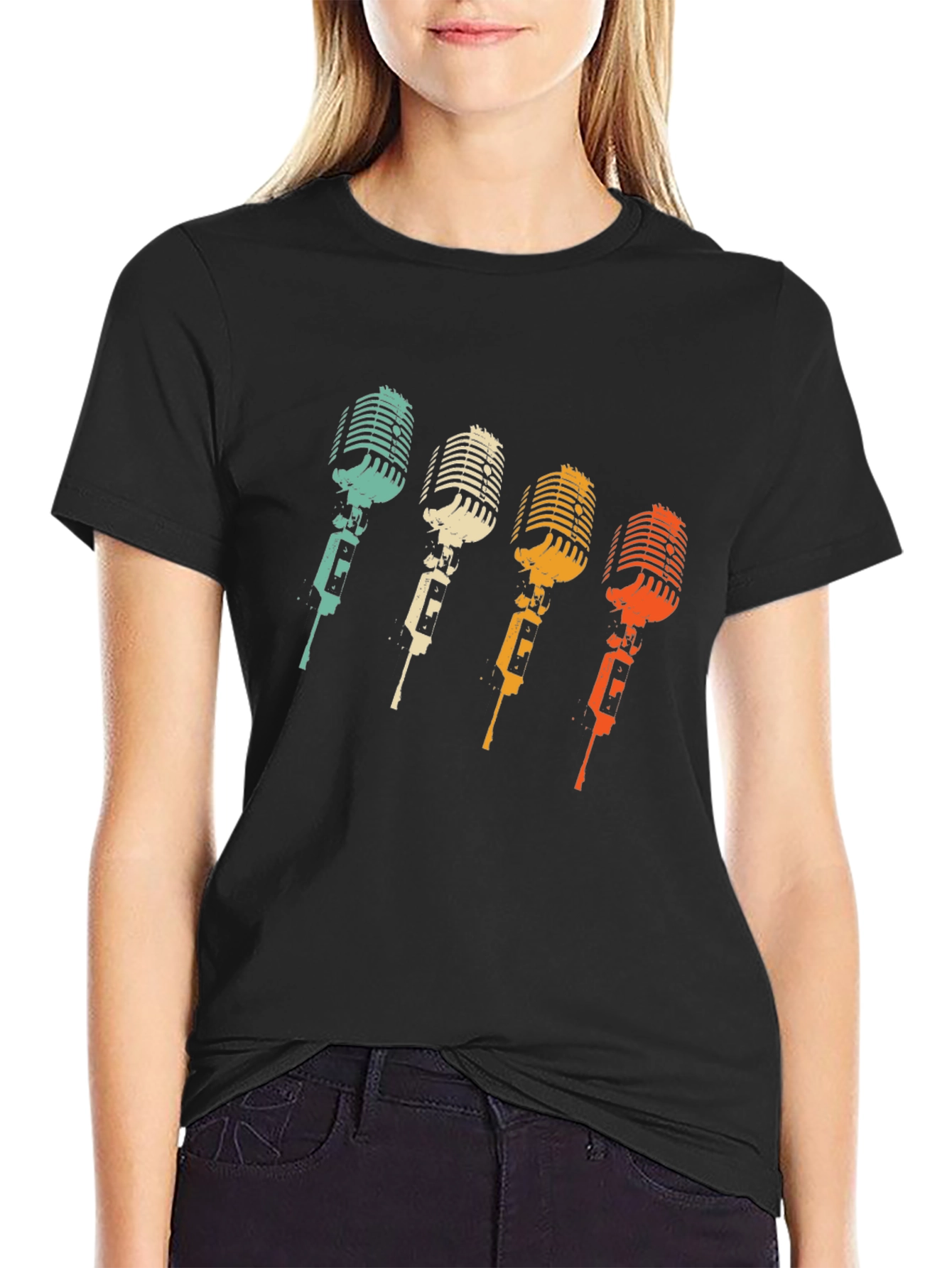Retro Microphone Graphic Tee - Classic Vocal Design