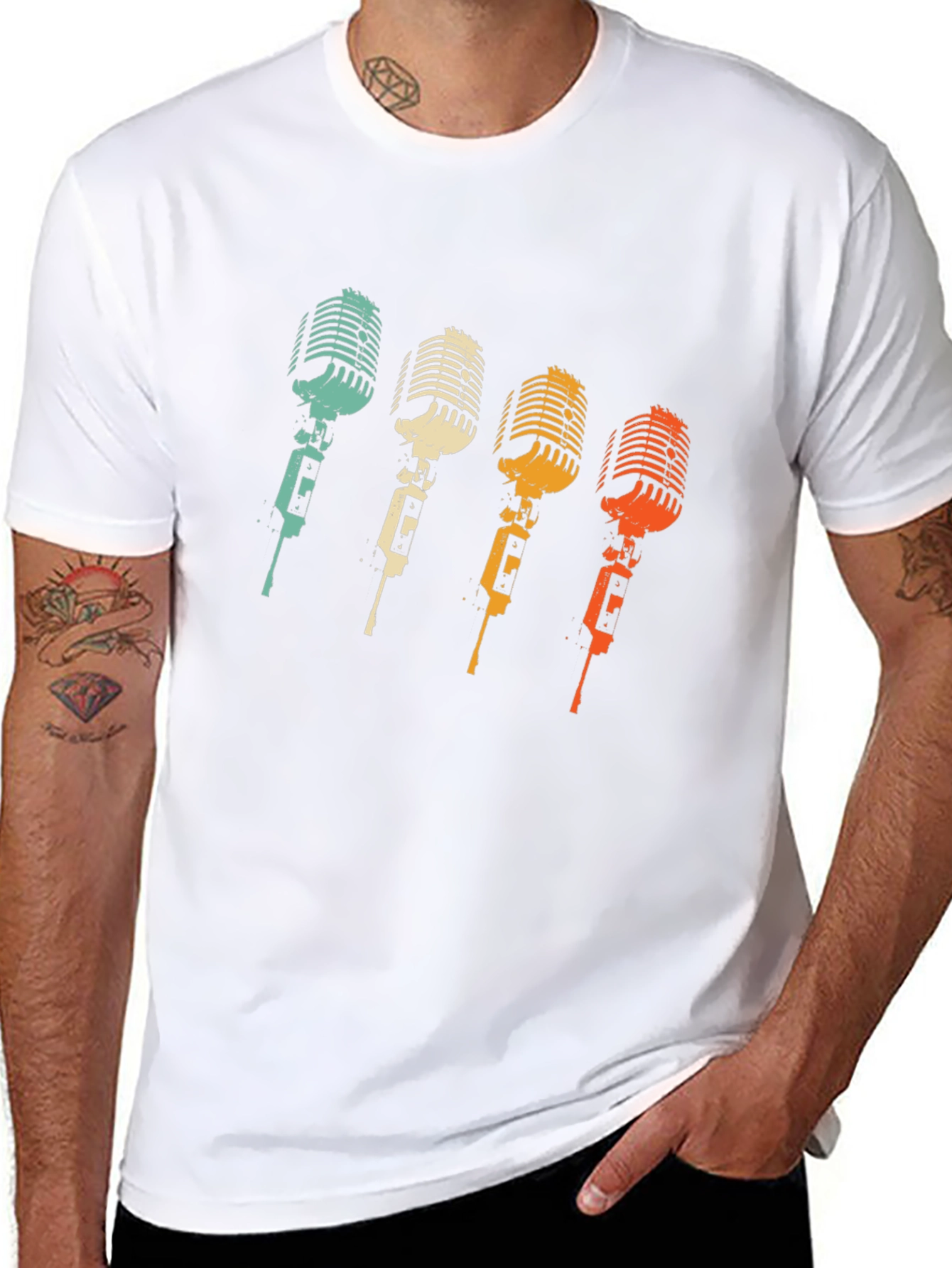 Retro Microphone Graphic Tee - Classic Vocal Design