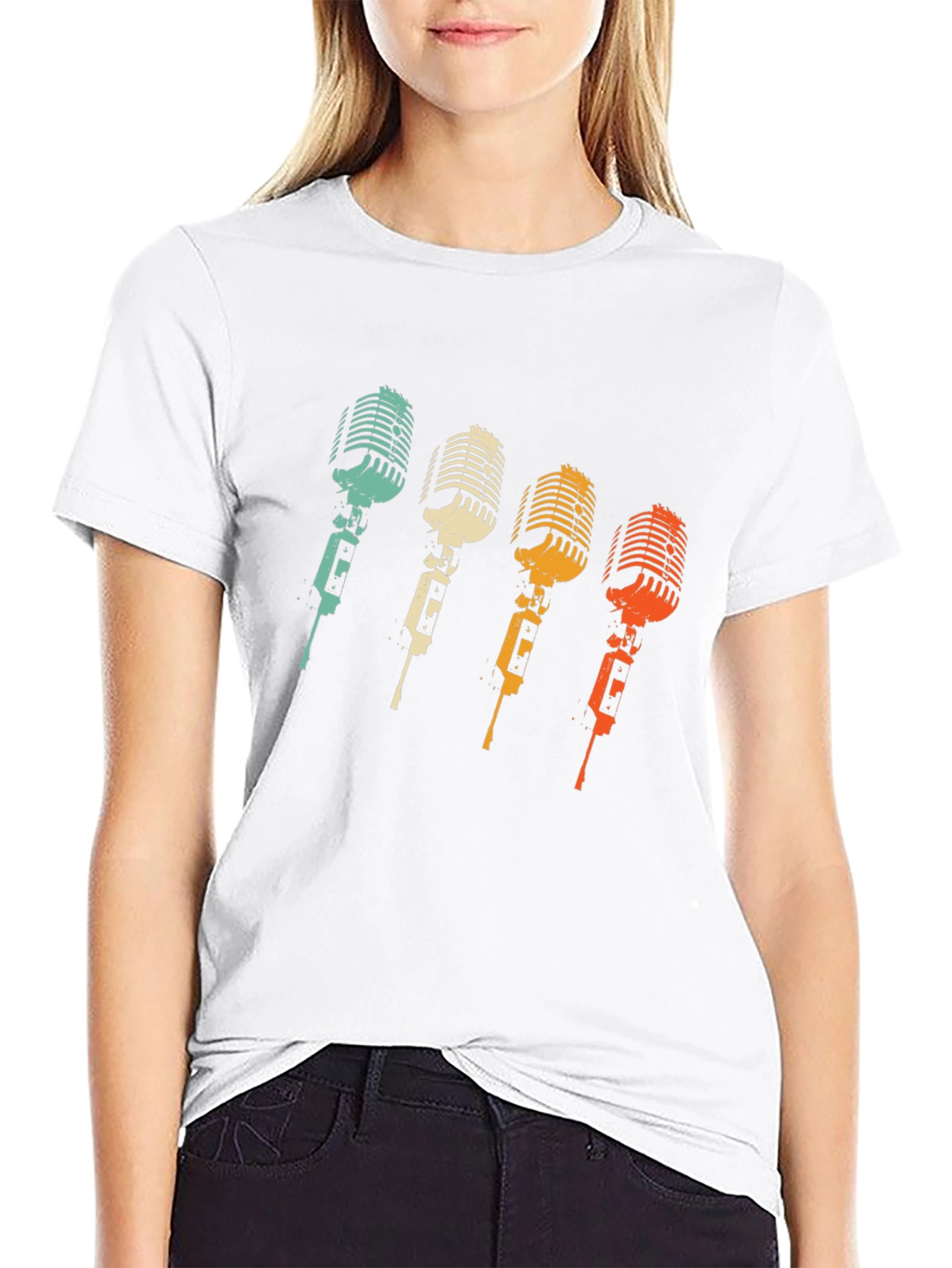 Retro Microphone Graphic Tee - Classic Vocal Design