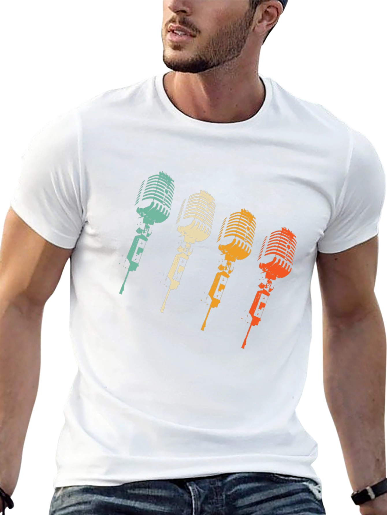 Retro Microphone Graphic Tee - Classic Vocal Design