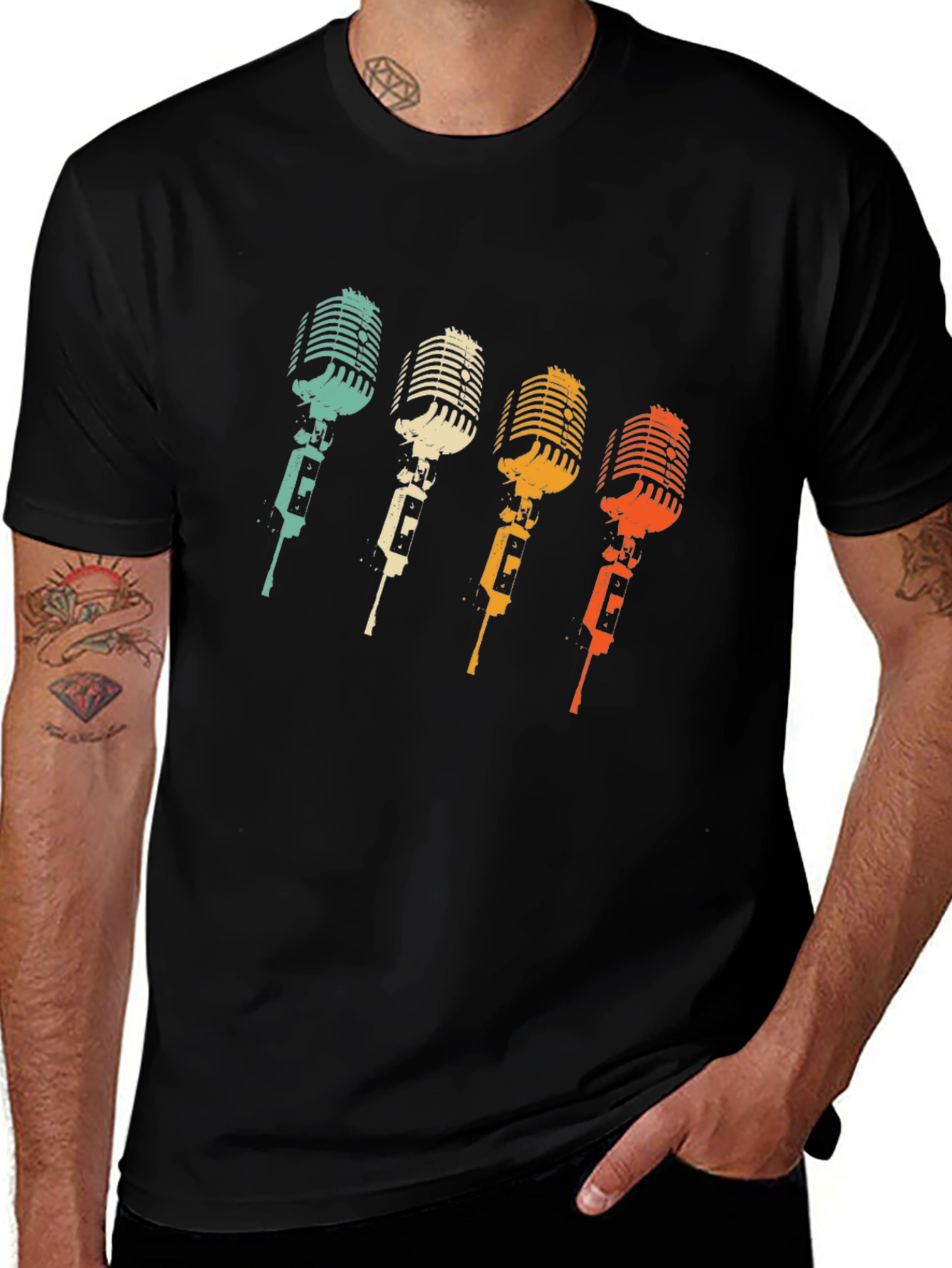 Retro Microphone Graphic Tee - Classic Vocal Design