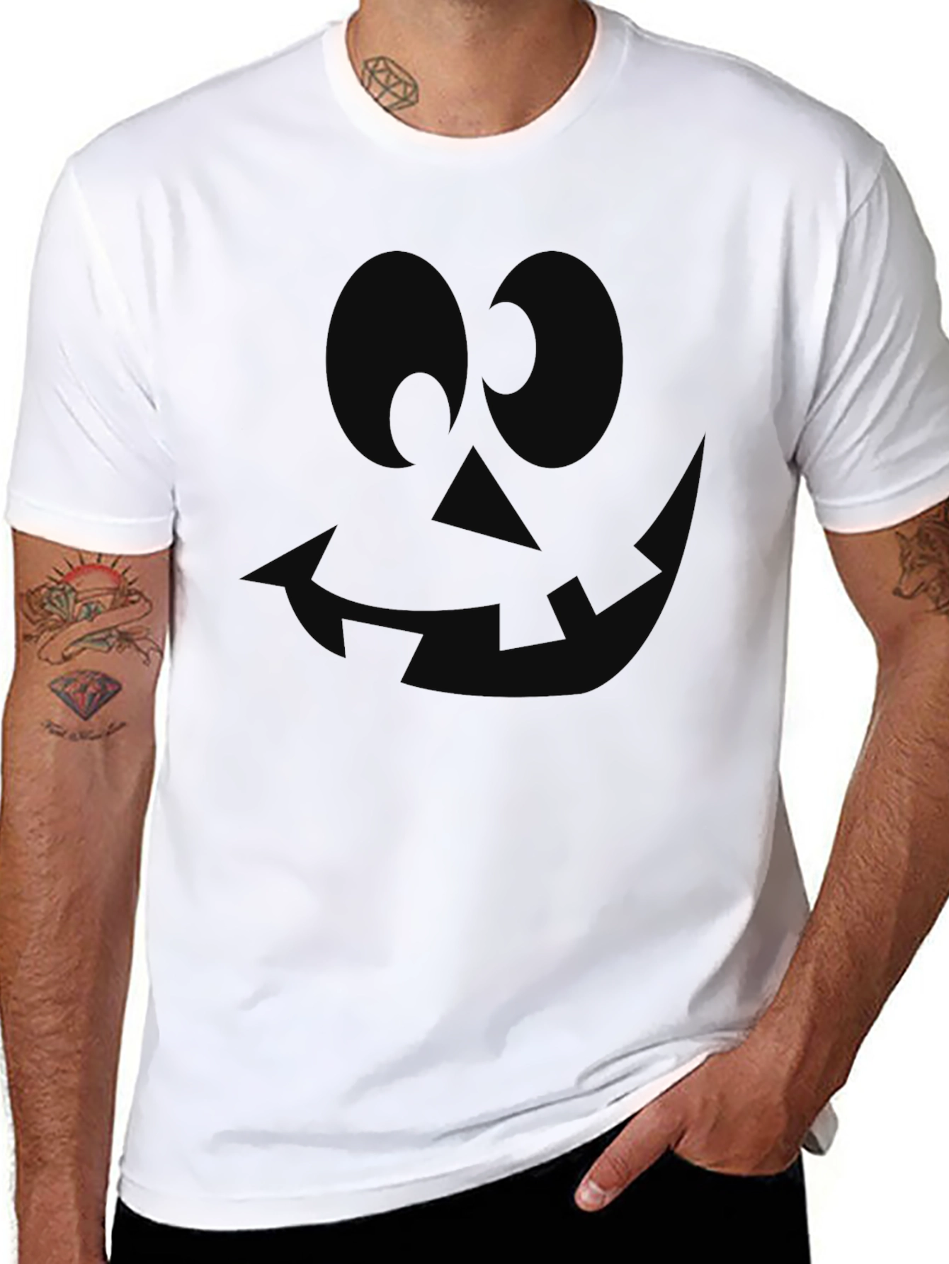 Spooky Black Pumpkin Face Graphic Tee
