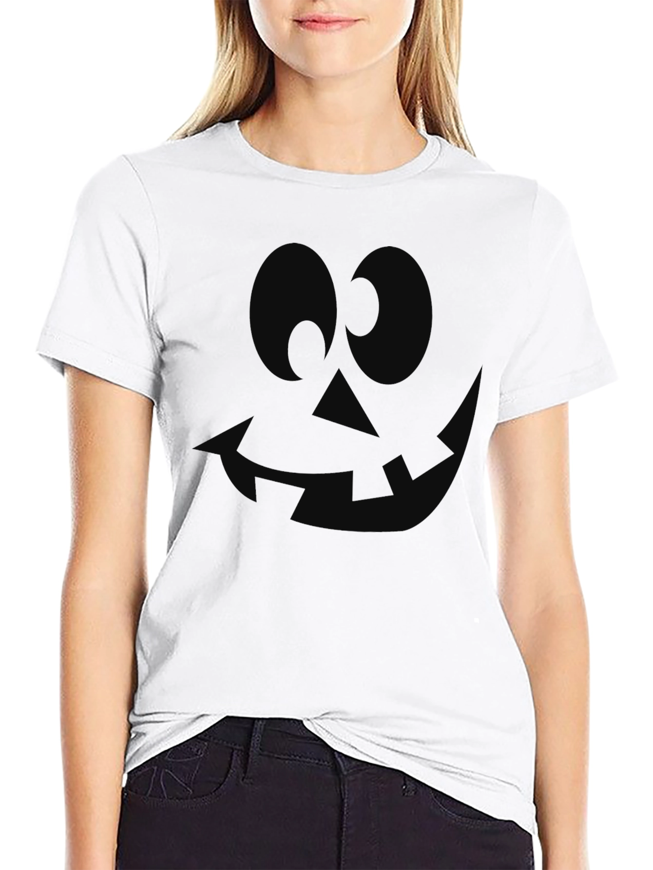 Spooky Black Pumpkin Face Graphic Tee