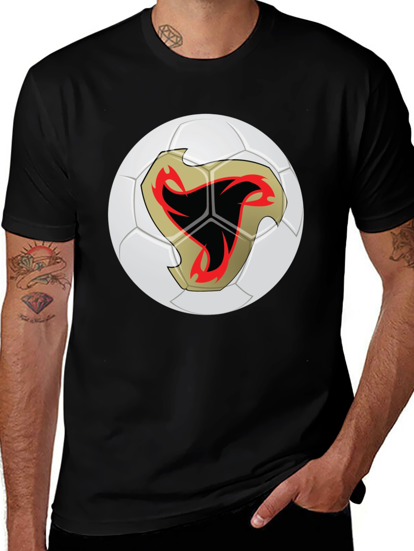 Soccer Ball Graphic Tee - Stylish Black T-Shirt