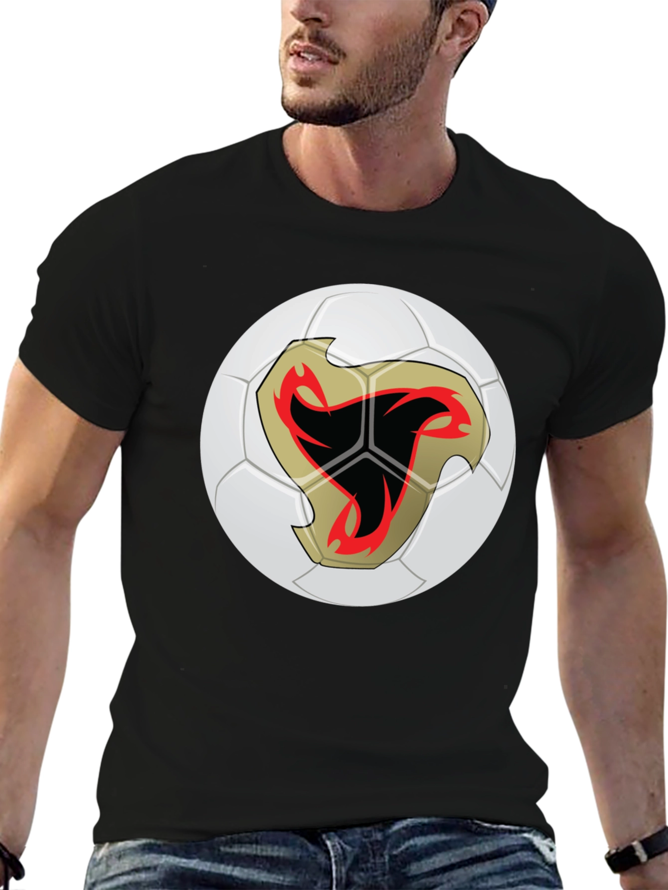 Soccer Ball Graphic Tee - Stylish Black T-Shirt