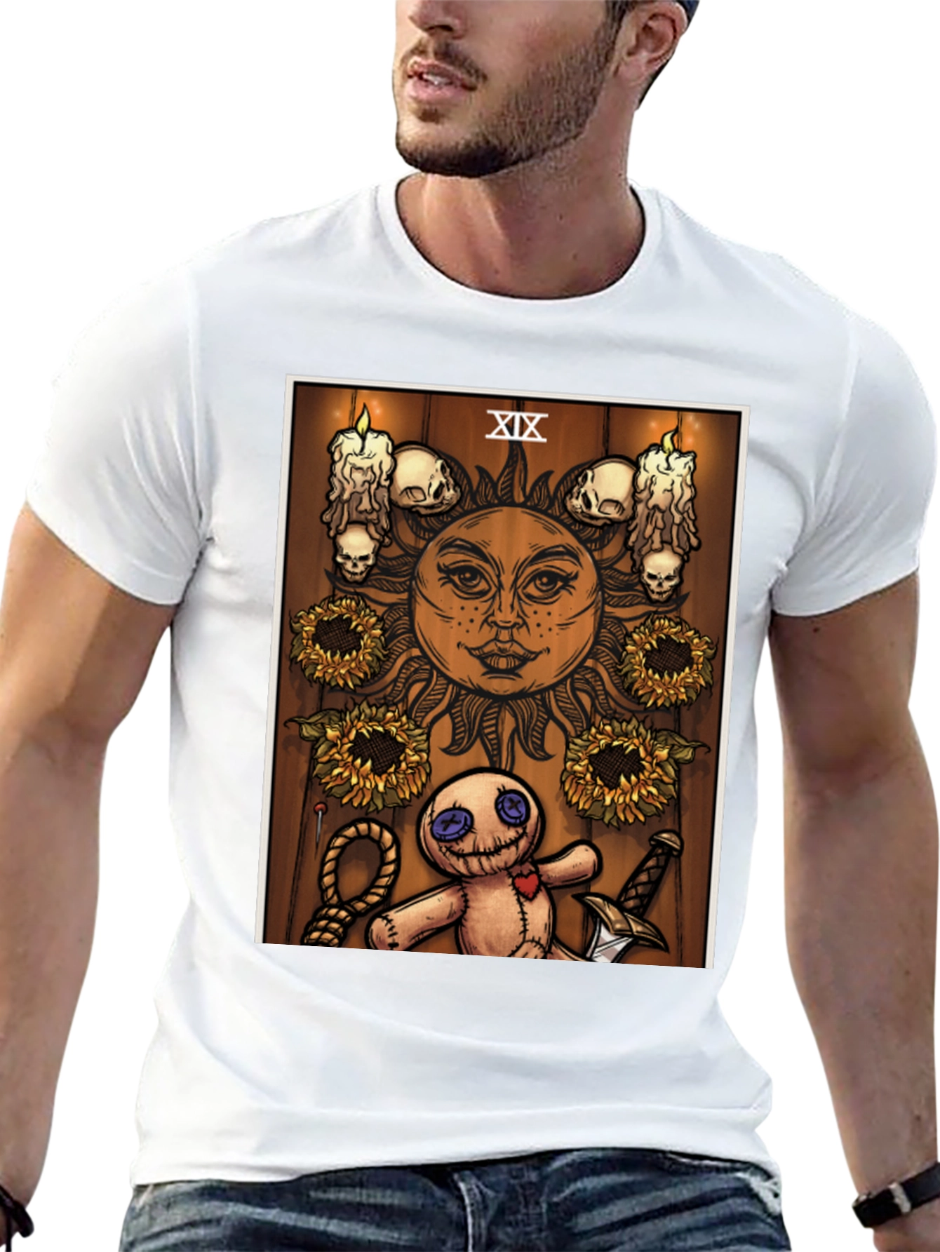 Tarot Card Style Graphic Print T-Shirt - Unisex