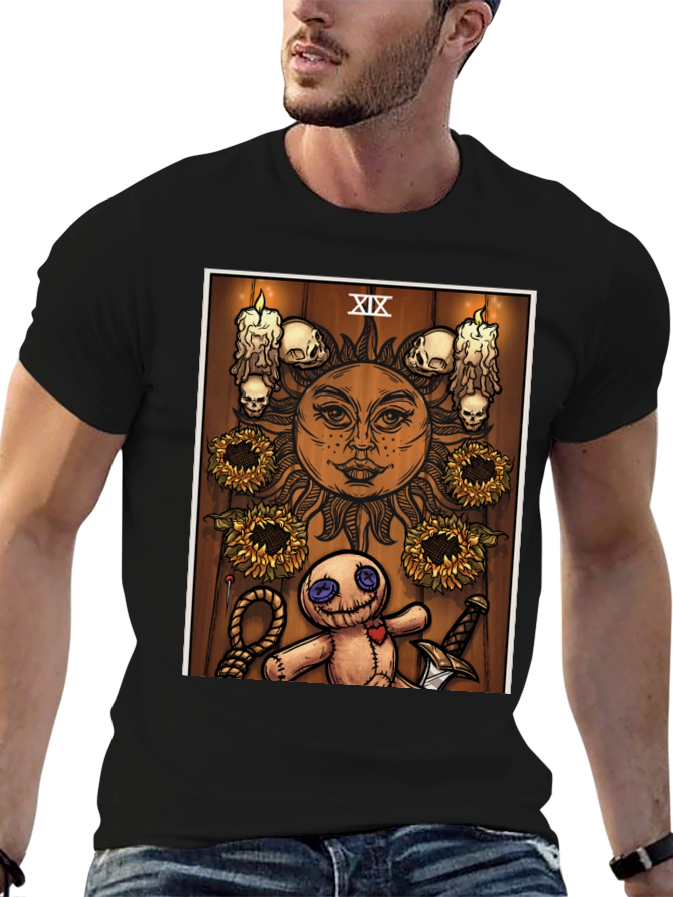 Tarot Card Style Graphic Print T-Shirt - Unisex