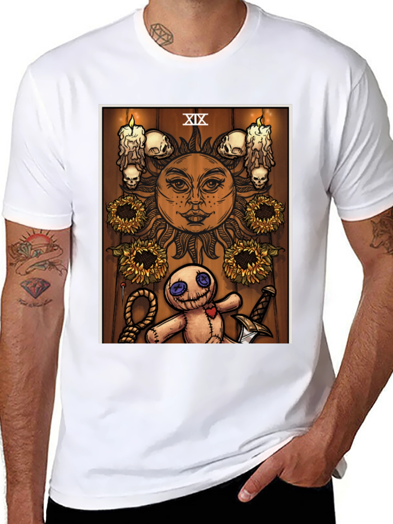 Tarot Card Style Graphic Print T-Shirt - Unisex