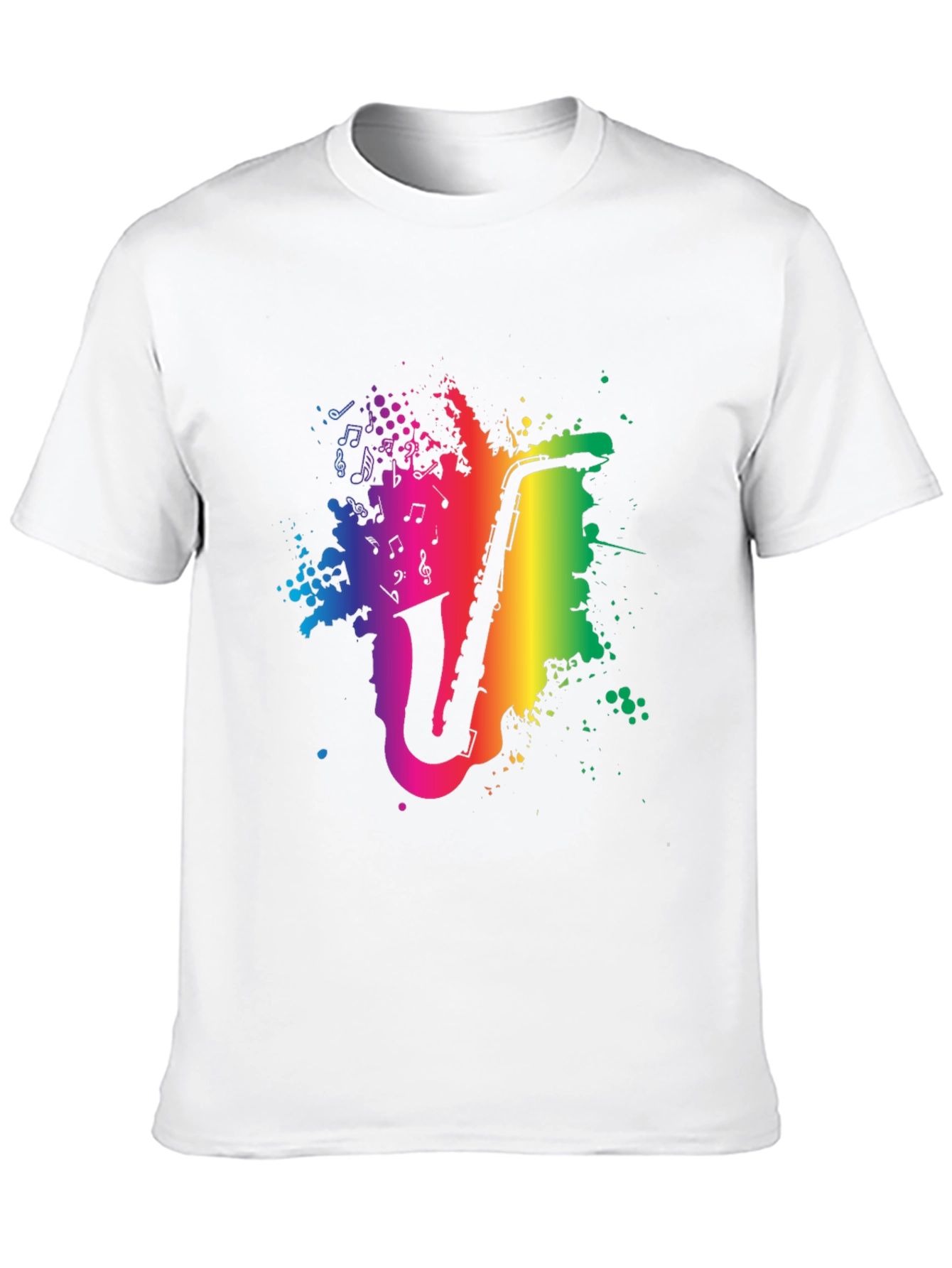 Rainbow Saxophone Graphic Tee - Music Lovers Shirt