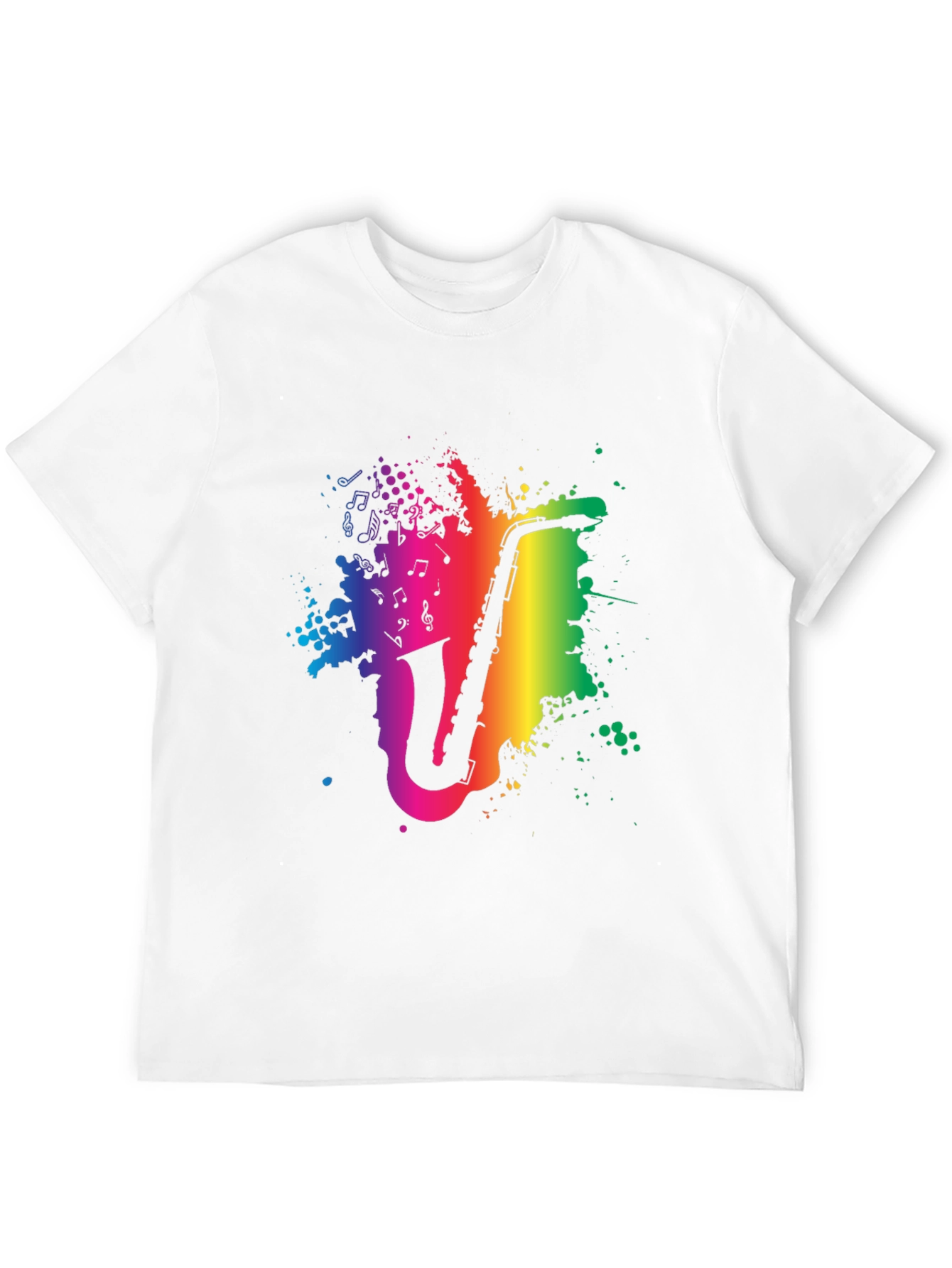 Rainbow Saxophone Graphic Tee - Music Lovers Shirt
