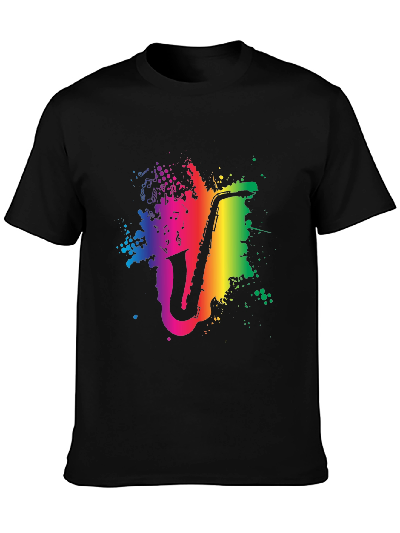 Rainbow Saxophone Graphic Tee - Music Lovers Shirt