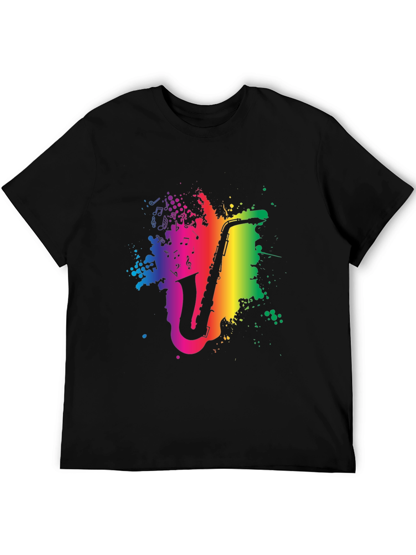 Rainbow Saxophone Graphic Tee - Music Lovers Shirt