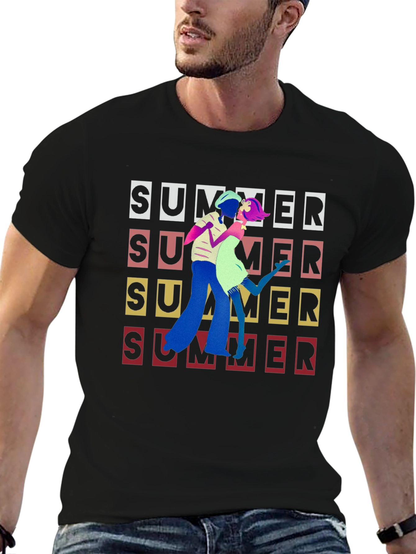 Retro Summer Dance Black T-Shirt