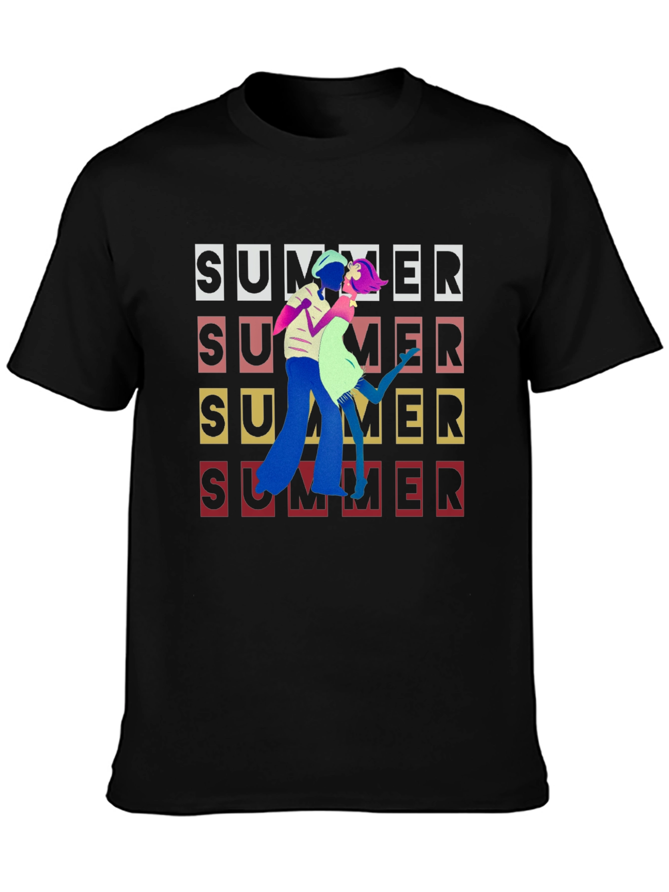 Retro Summer Dance Black T-Shirt