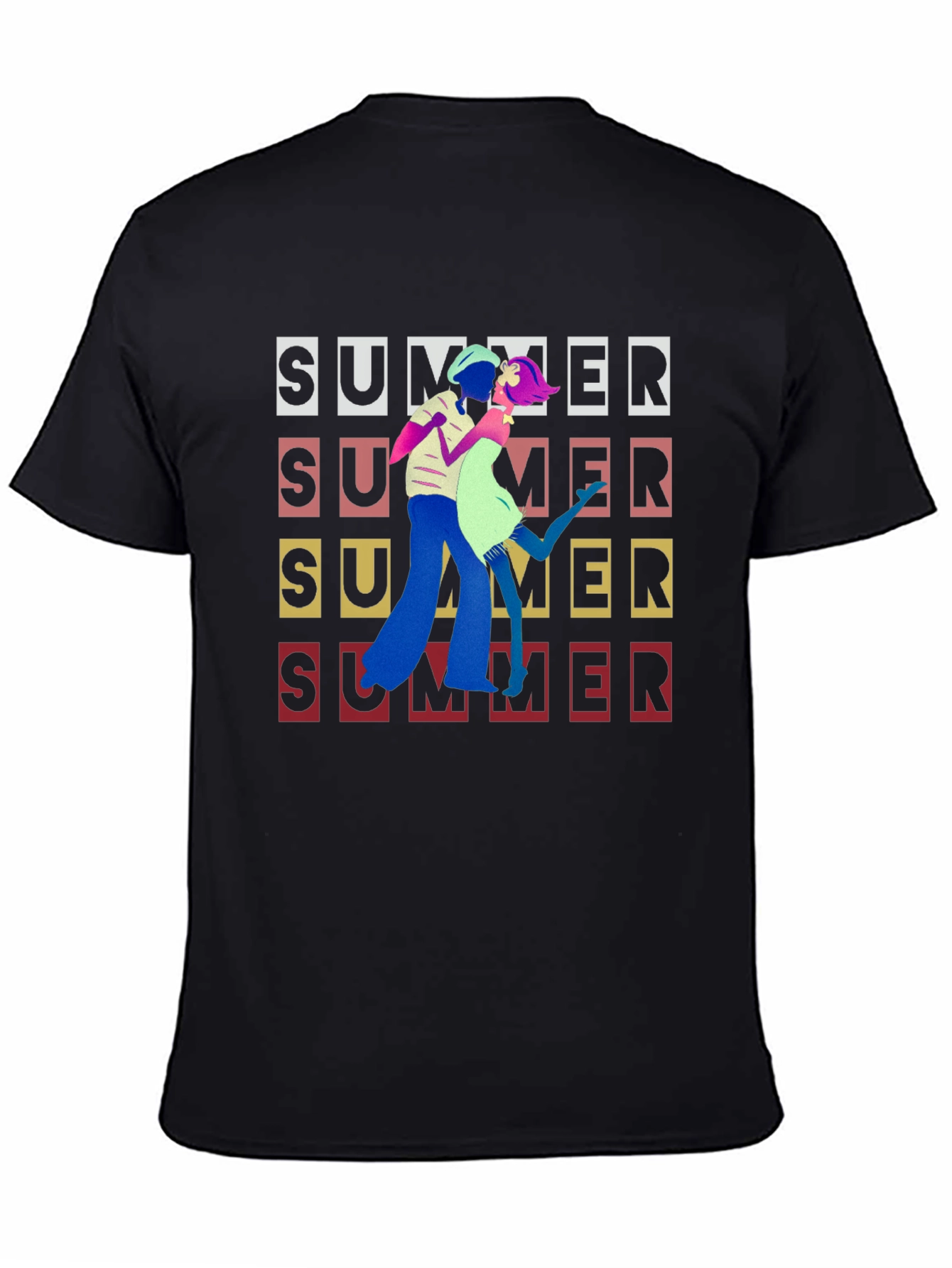 Retro Summer Dance Black T-Shirt