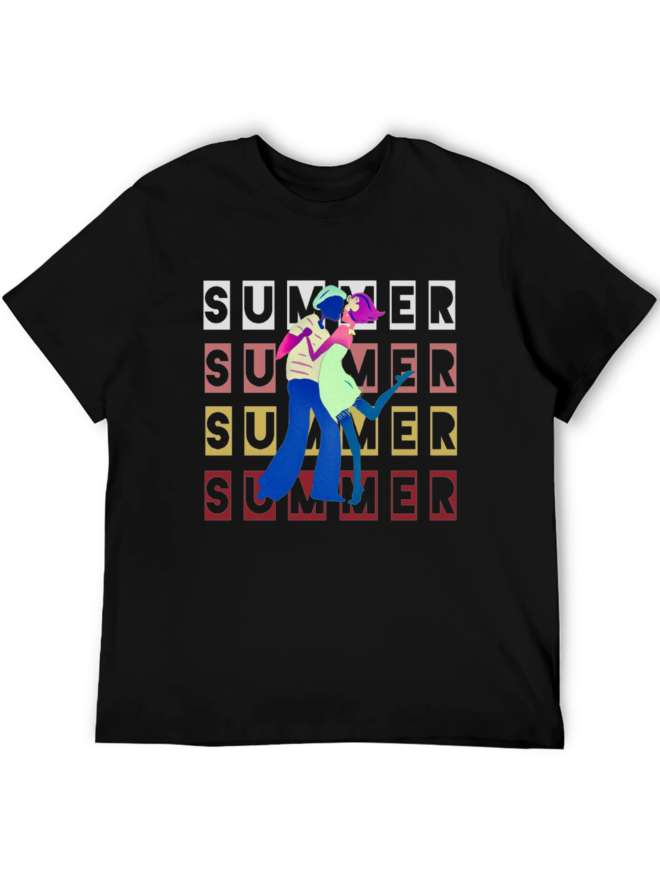 Retro Summer Dance Black T-Shirt