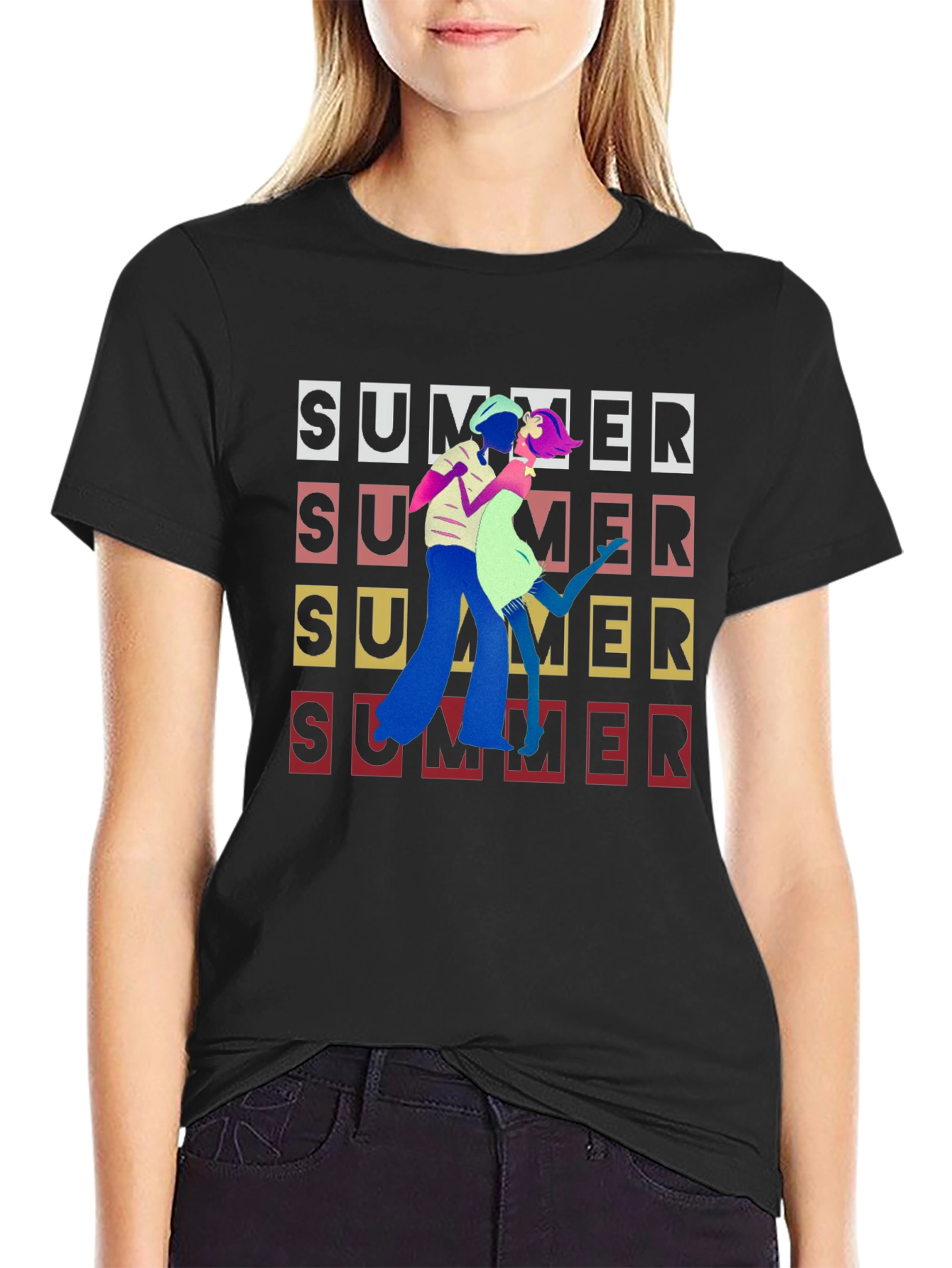 Retro Summer Dance Black T-Shirt