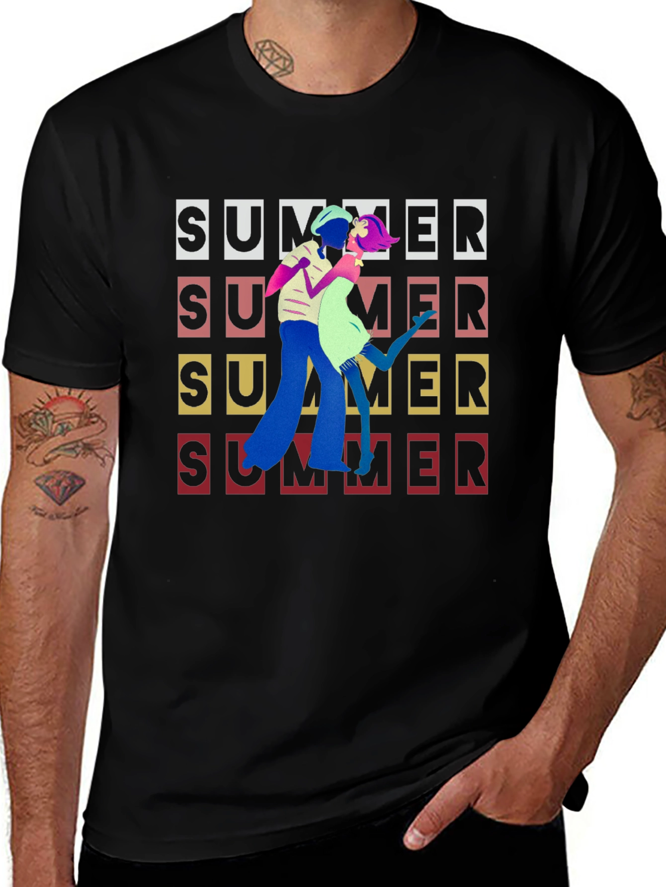 Retro Summer Dance Black T-Shirt
