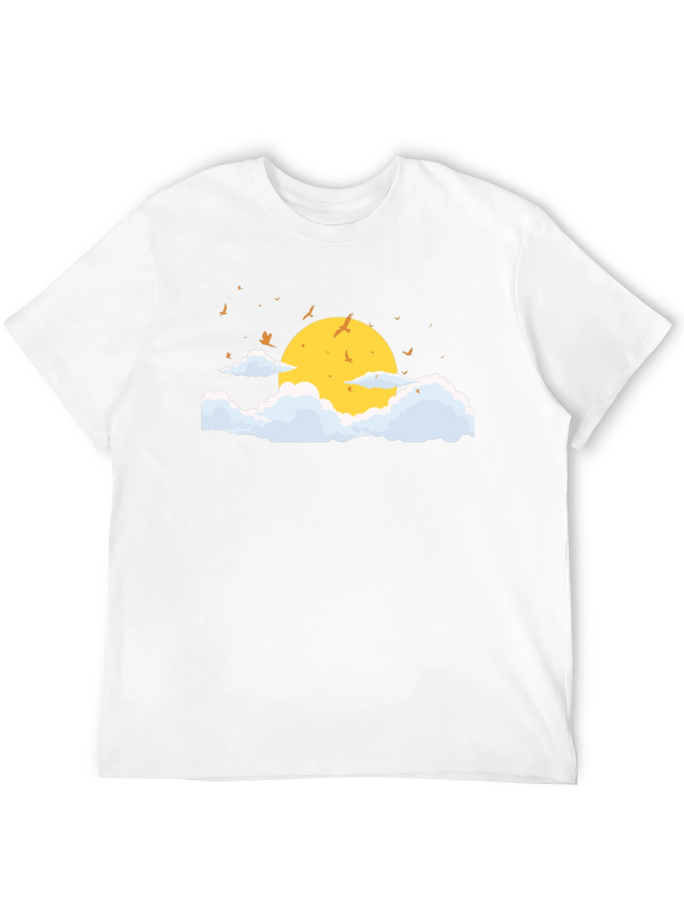 Black T-Shirt with Sun and Cloud Graphic