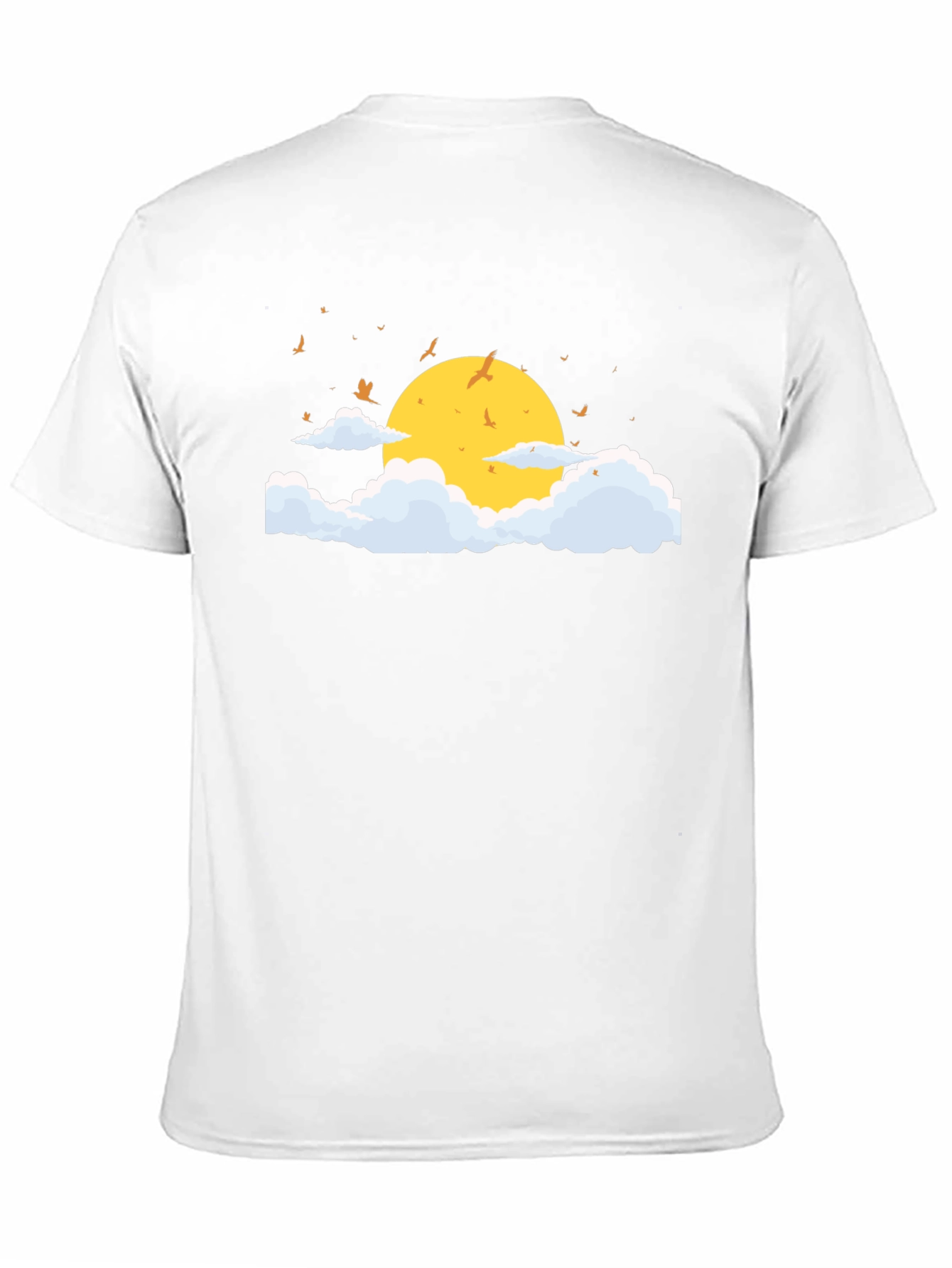 Black T-Shirt with Sun and Cloud Graphic