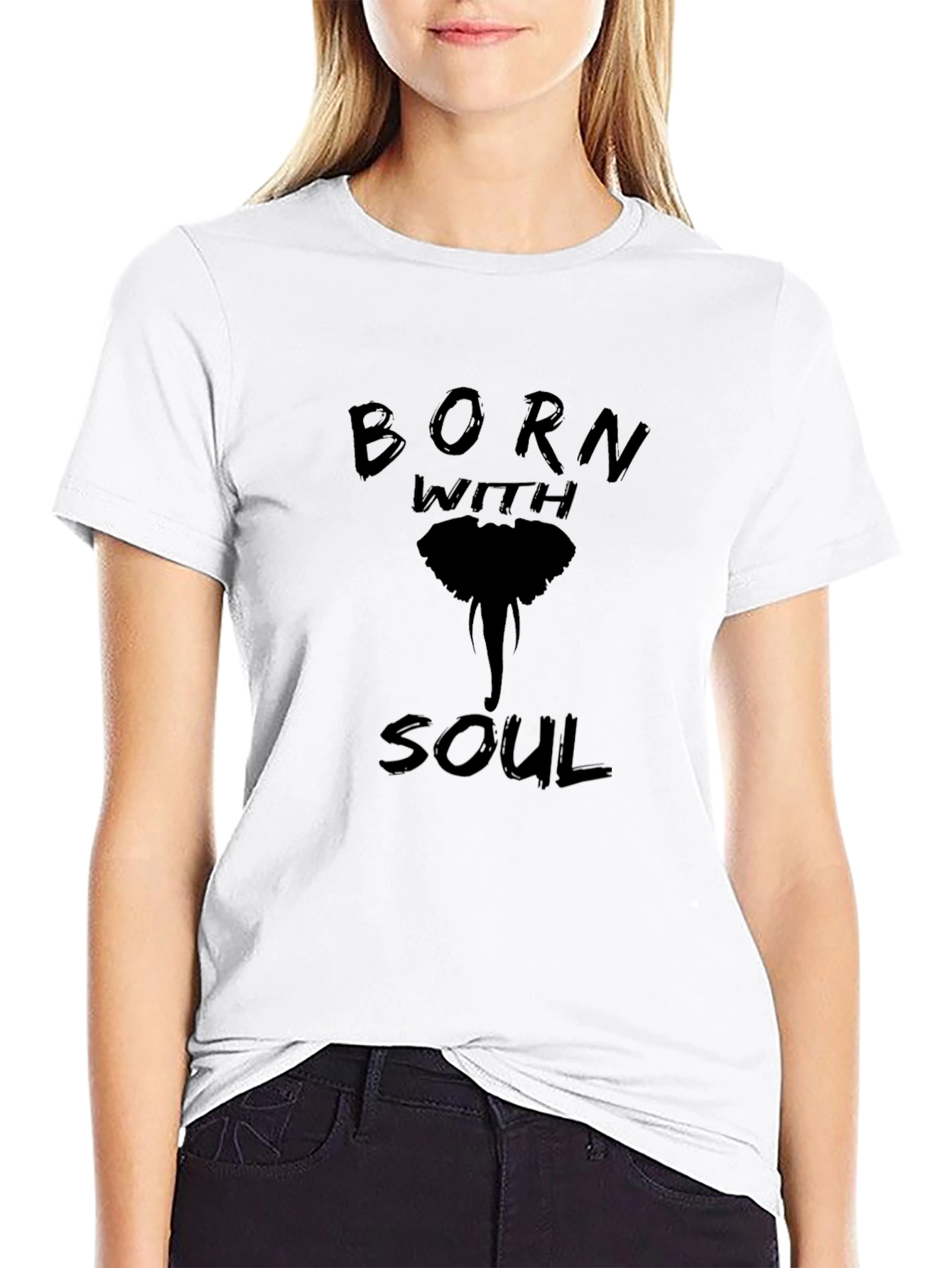 Born With Soul Graphic T-Shirt - Elephant Design