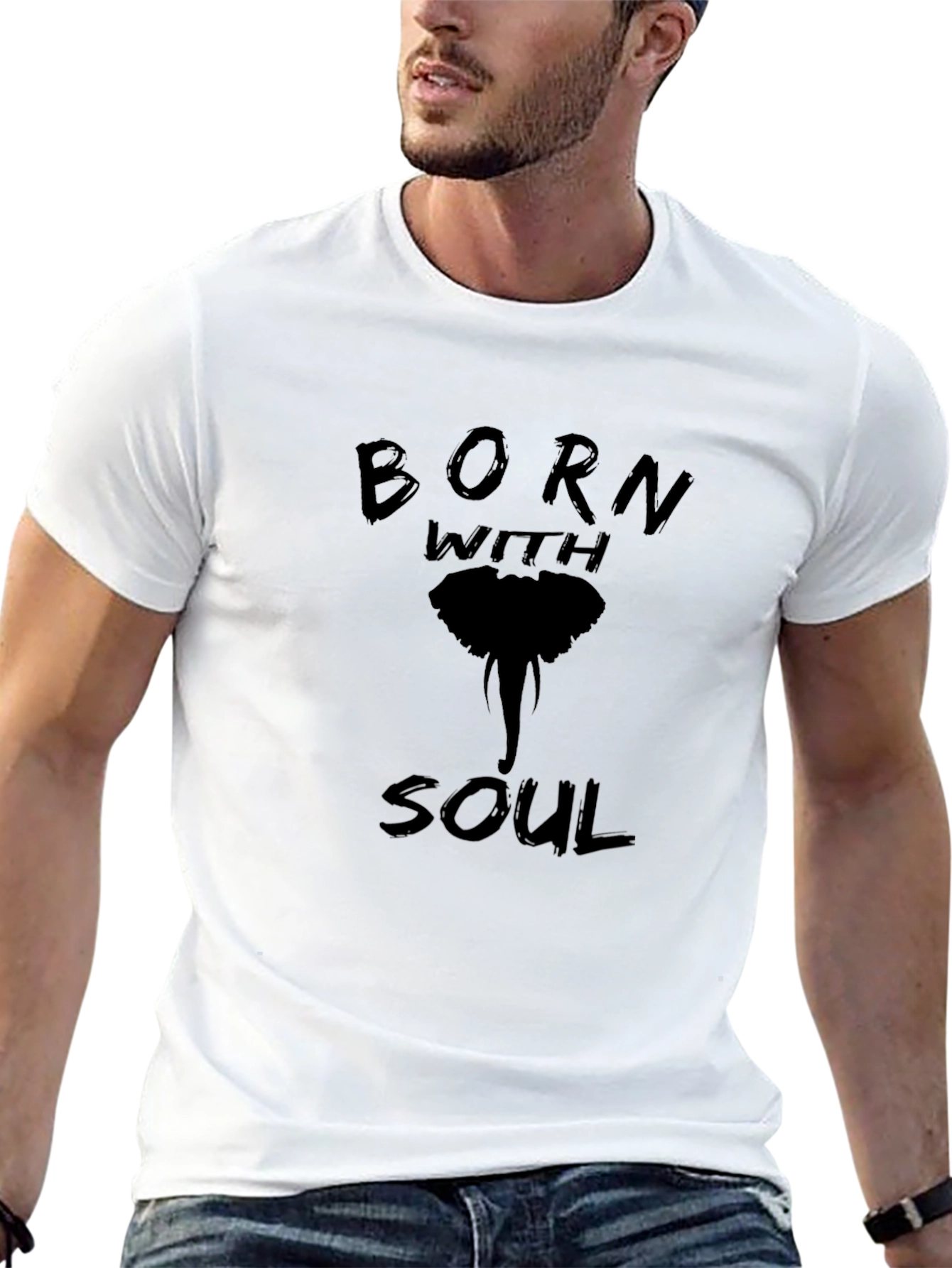 Born With Soul Graphic T-Shirt - Elephant Design