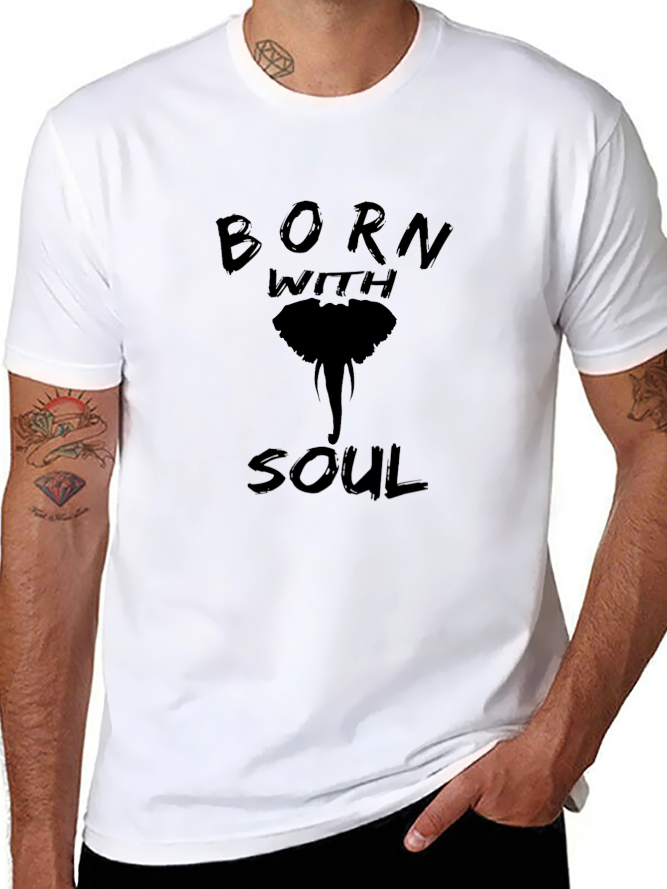 Born With Soul Graphic T-Shirt - Elephant Design