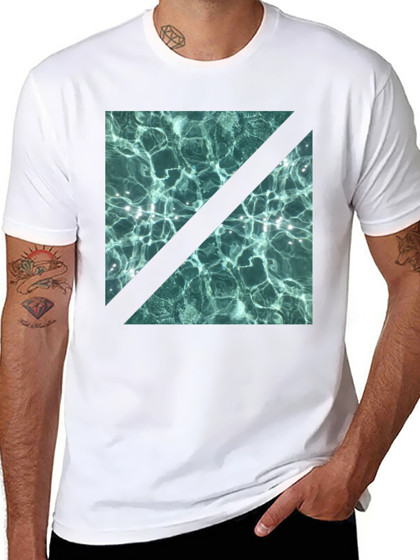 Abstract Water Design Black T-Shirt