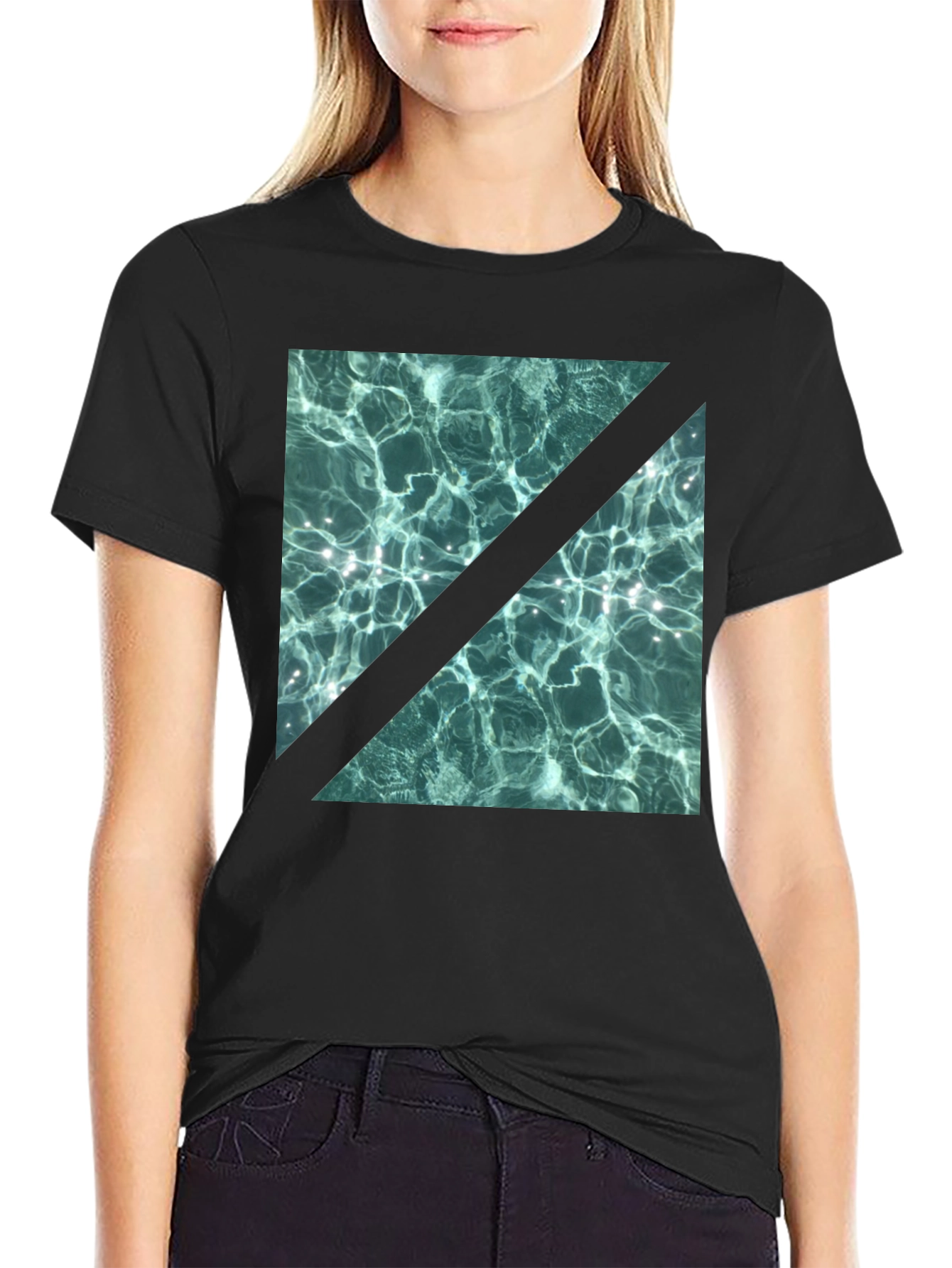 Abstract Water Design Black T-Shirt