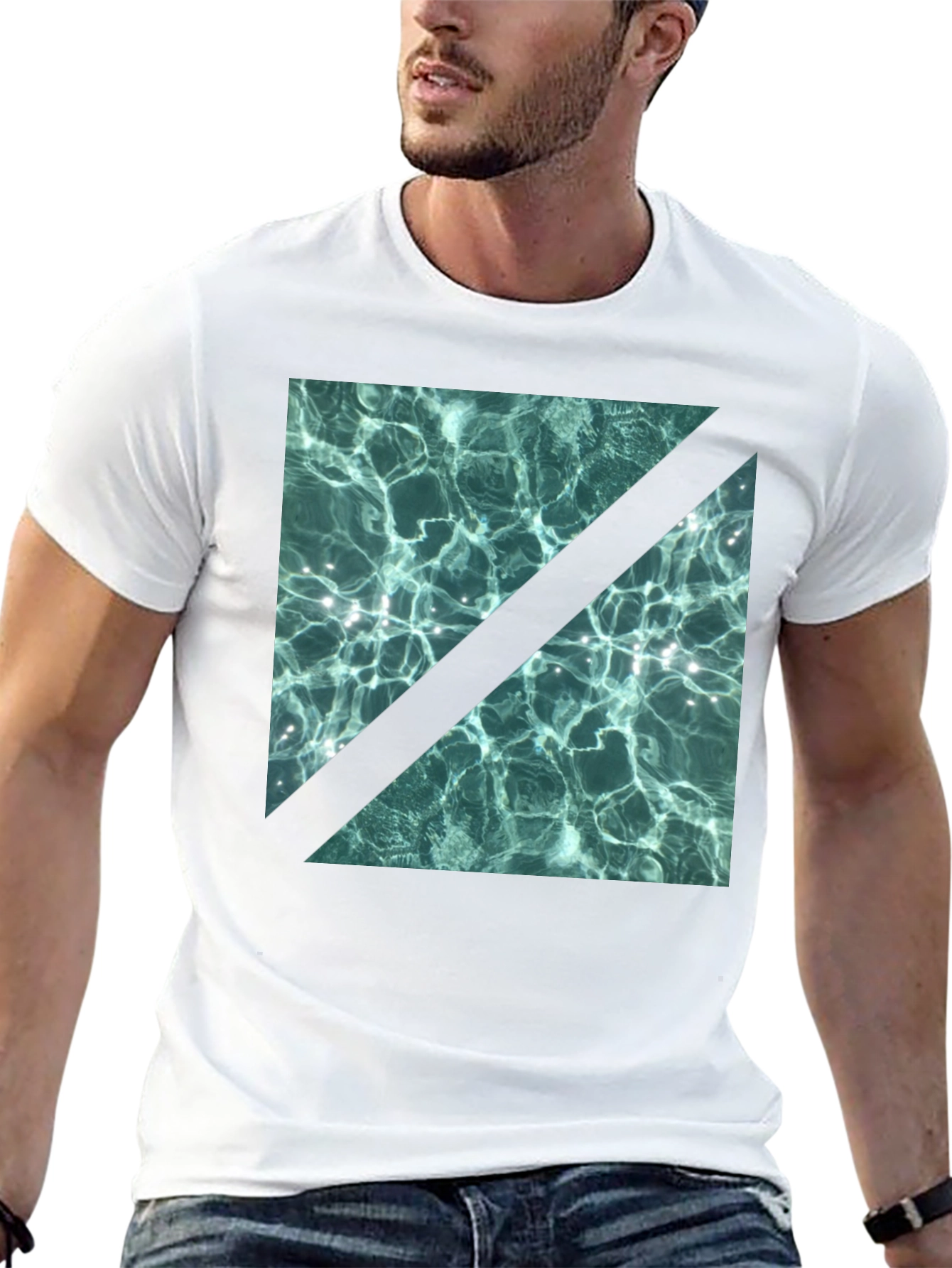 Abstract Water Design Black T-Shirt