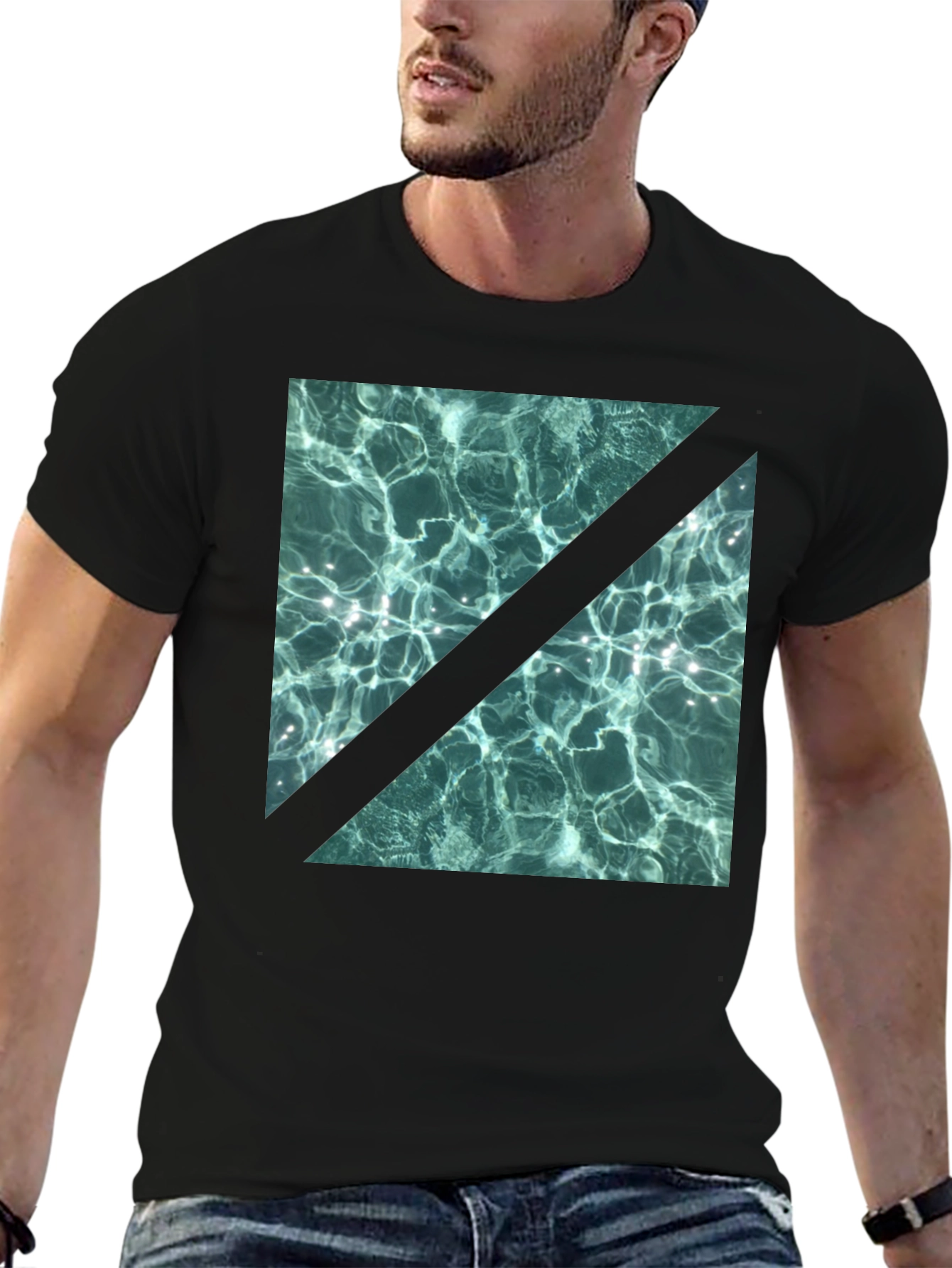 Abstract Water Design Black T-Shirt