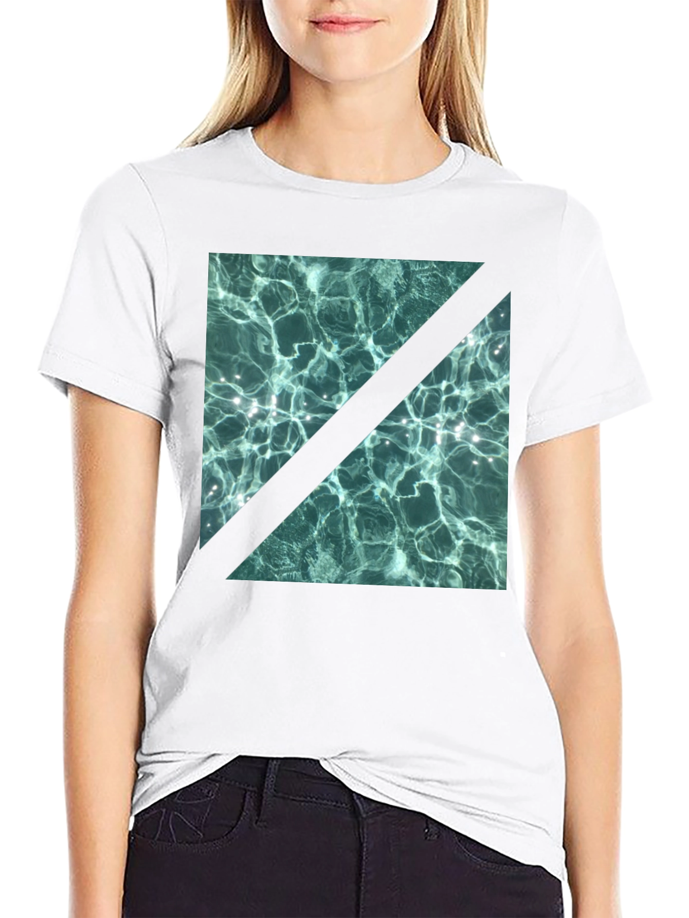 Abstract Water Design Black T-Shirt