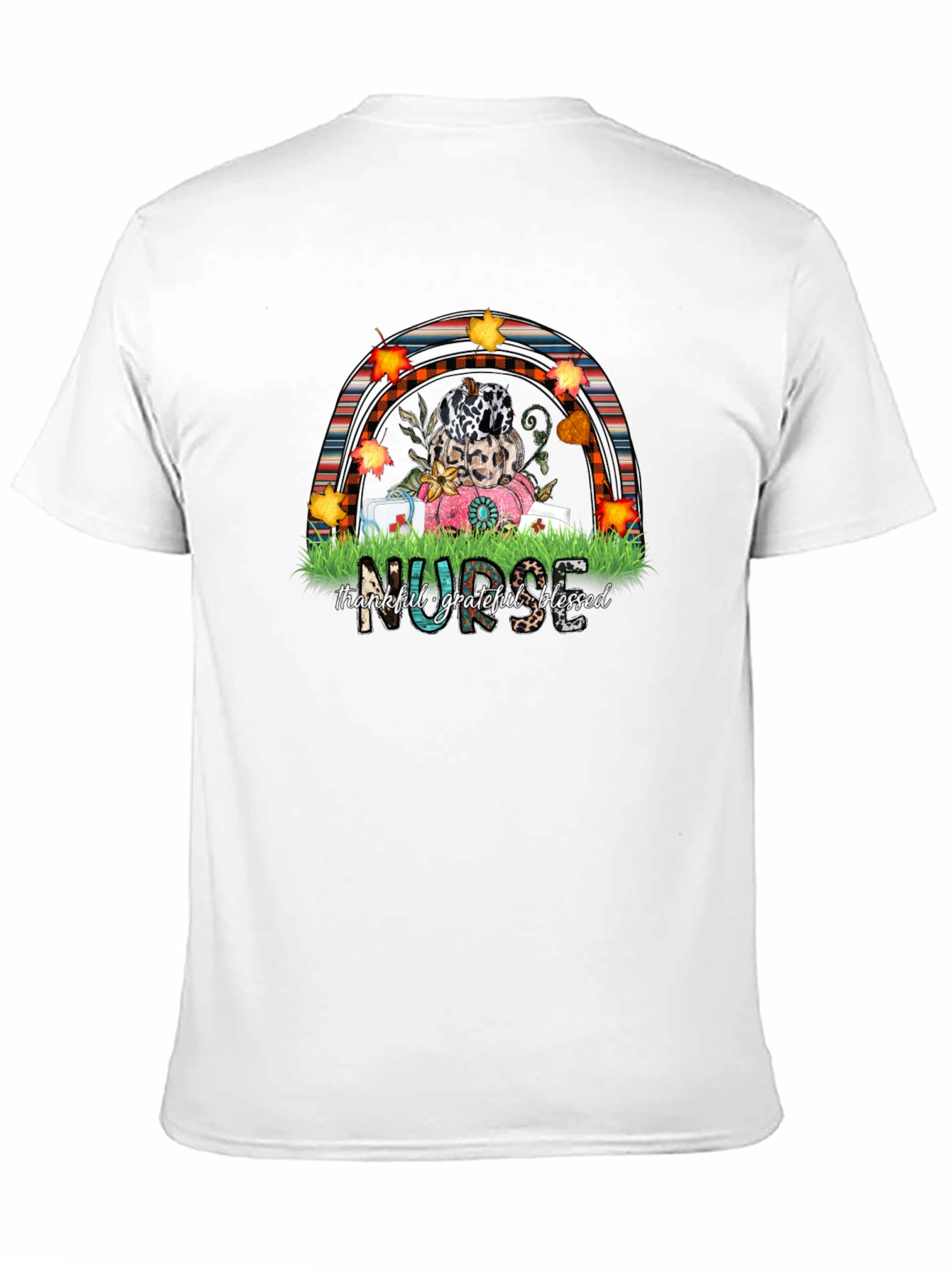 Thankful Nurse Fall Rainbow T-Shirt