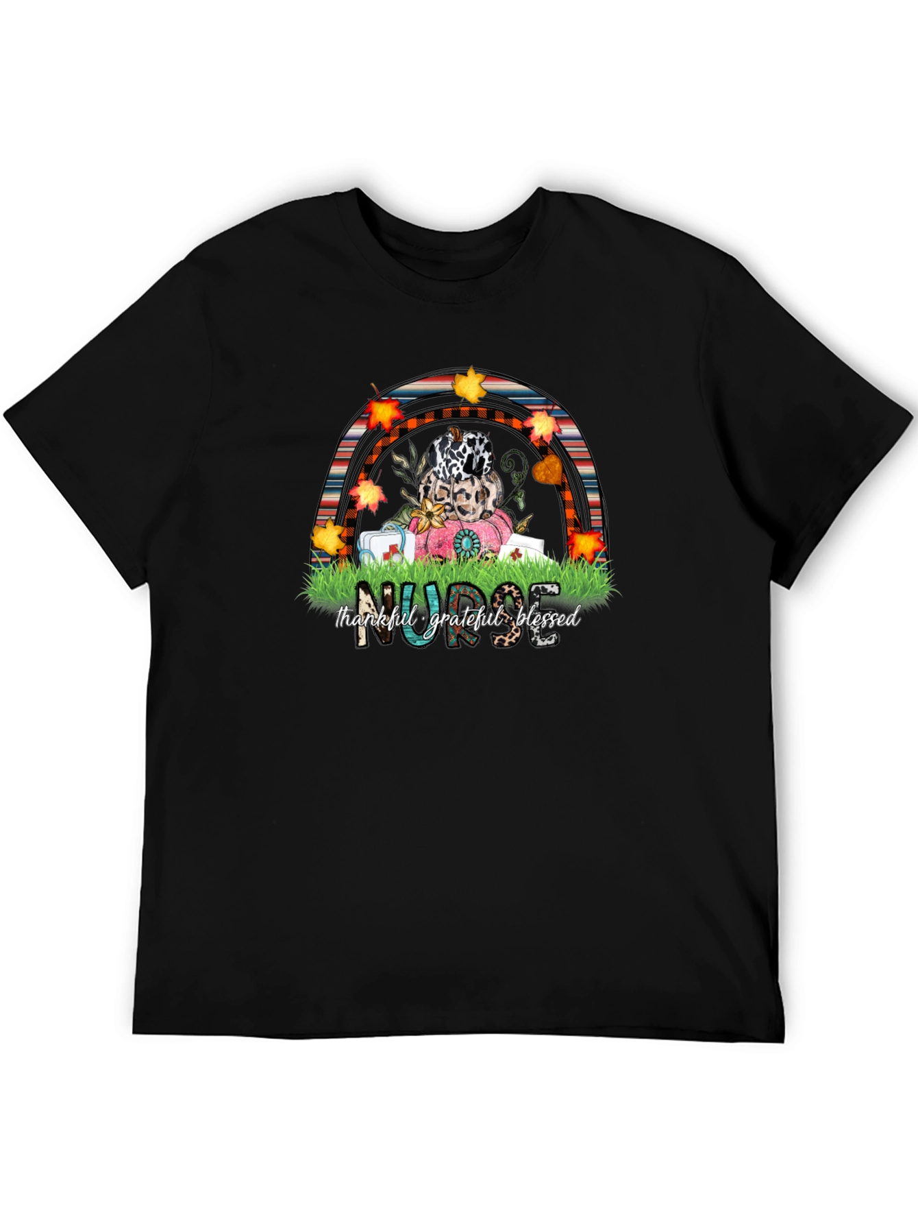 Thankful Nurse Fall Rainbow T-Shirt