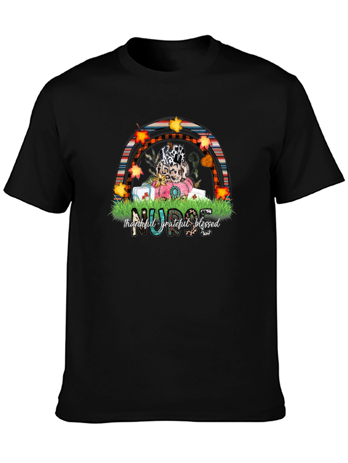 Thankful Nurse Fall Rainbow T-Shirt