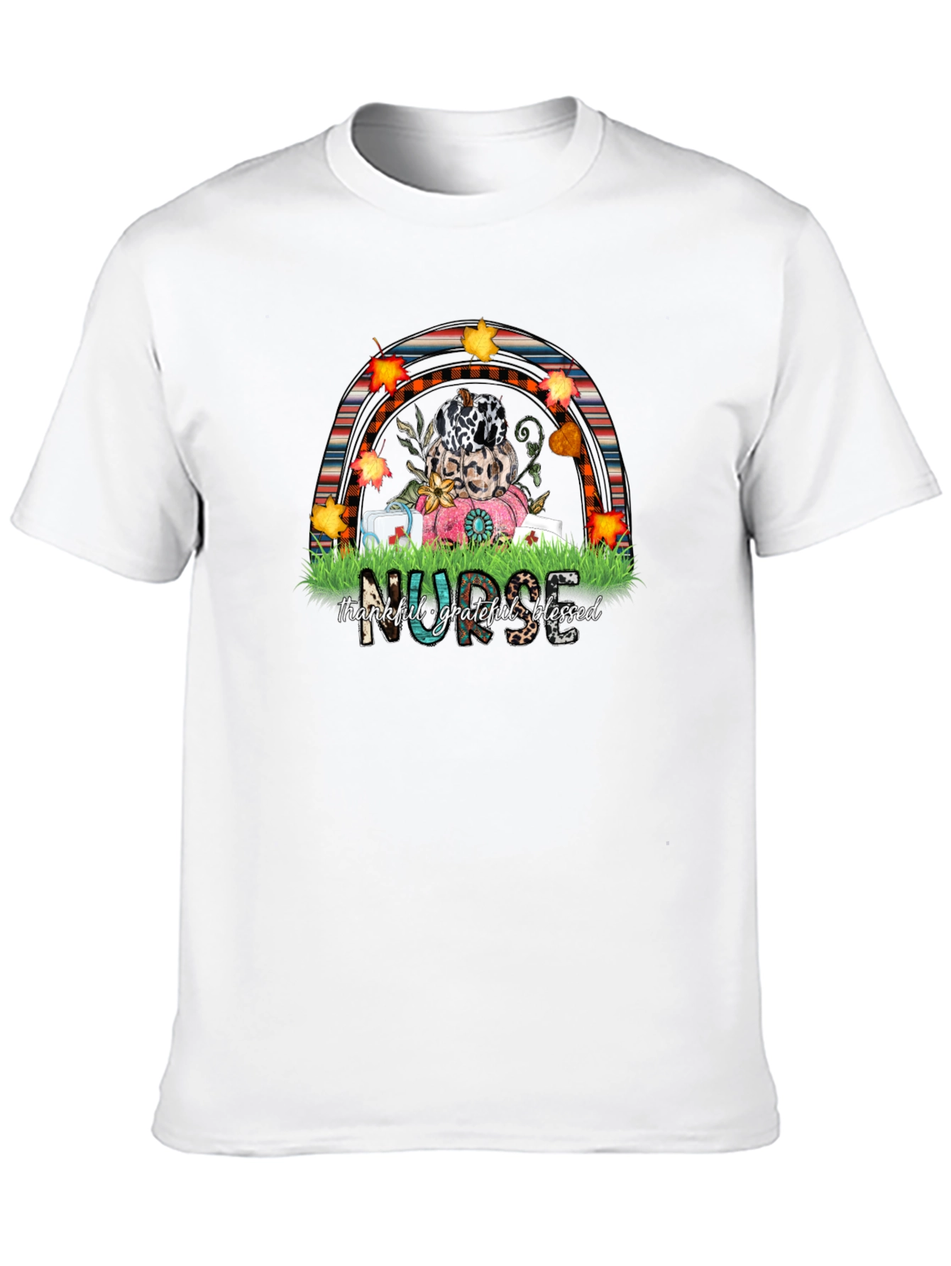 Thankful Nurse Fall Rainbow T-Shirt