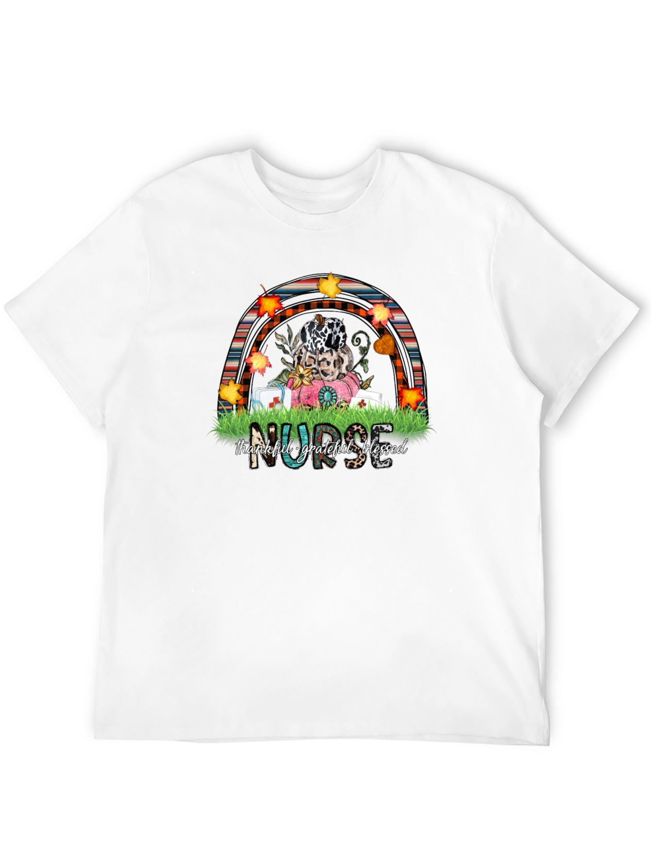 Thankful Nurse Fall Rainbow T-Shirt