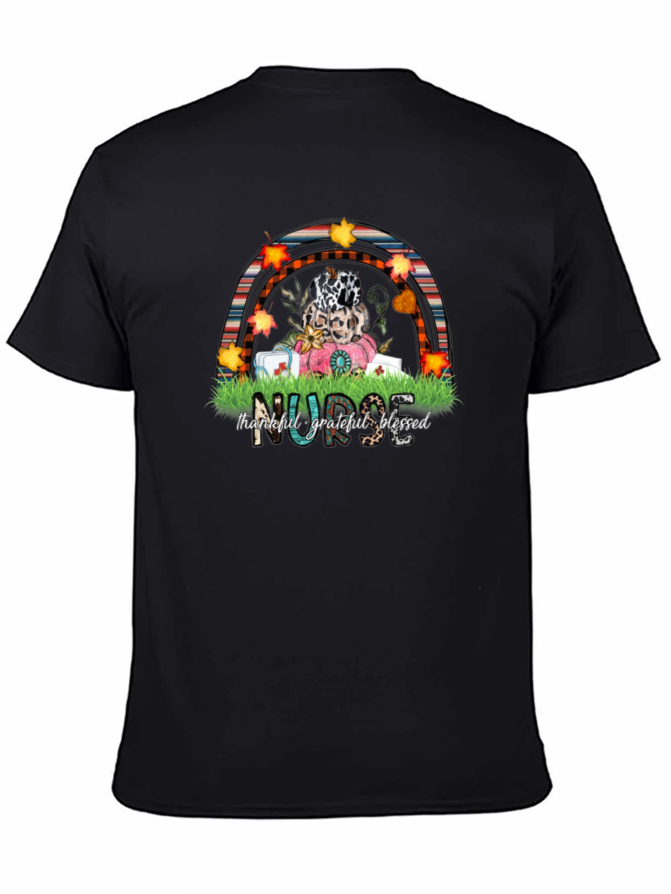 Thankful Nurse Fall Rainbow T-Shirt