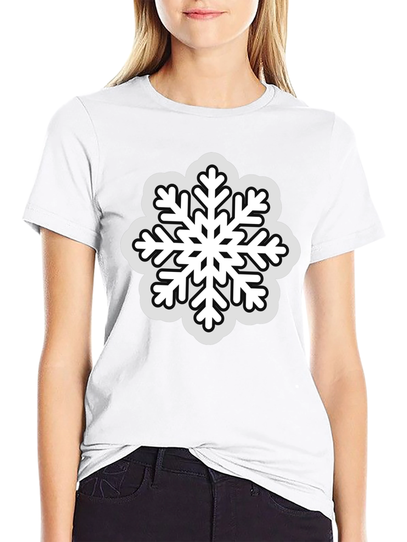 Snowflake Graphic Tee - Black Winter Holiday Shirt
