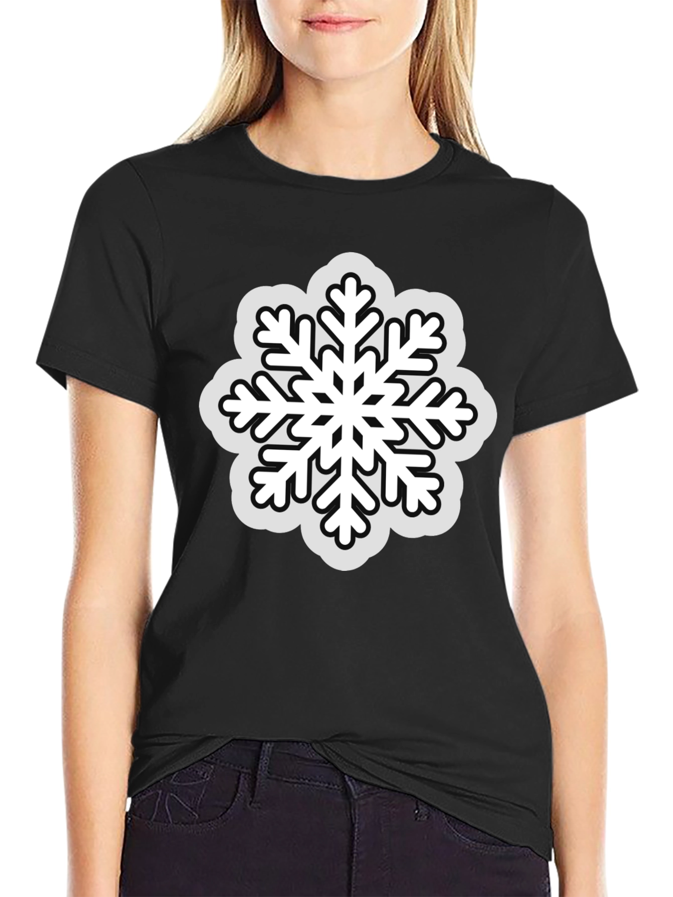 Snowflake Graphic Tee - Black Winter Holiday Shirt
