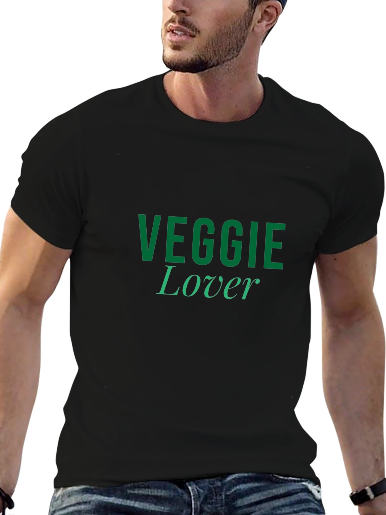 Veggie Lover T-Shirt - Black Casual Style