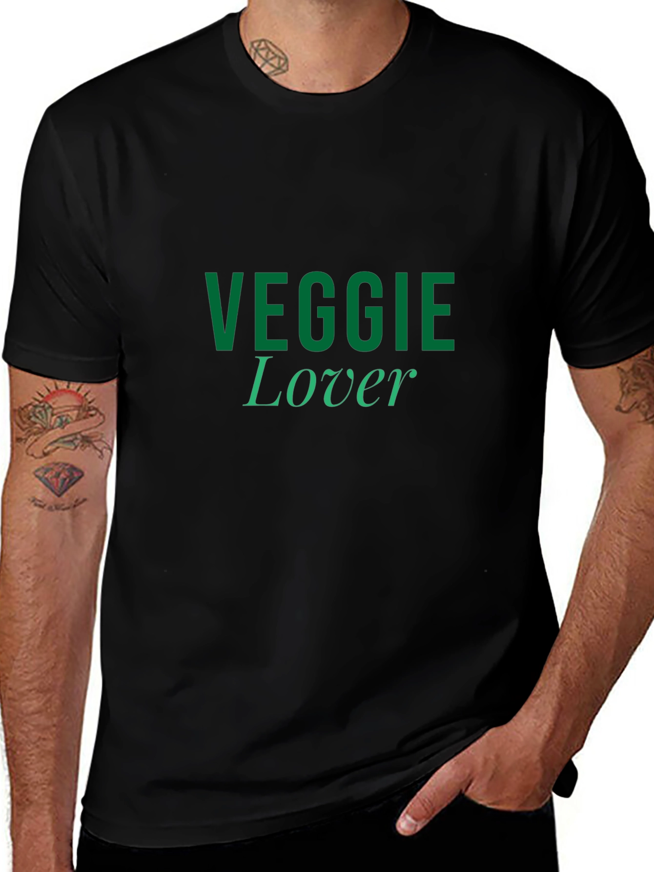 Veggie Lover T-Shirt - Black Casual Style
