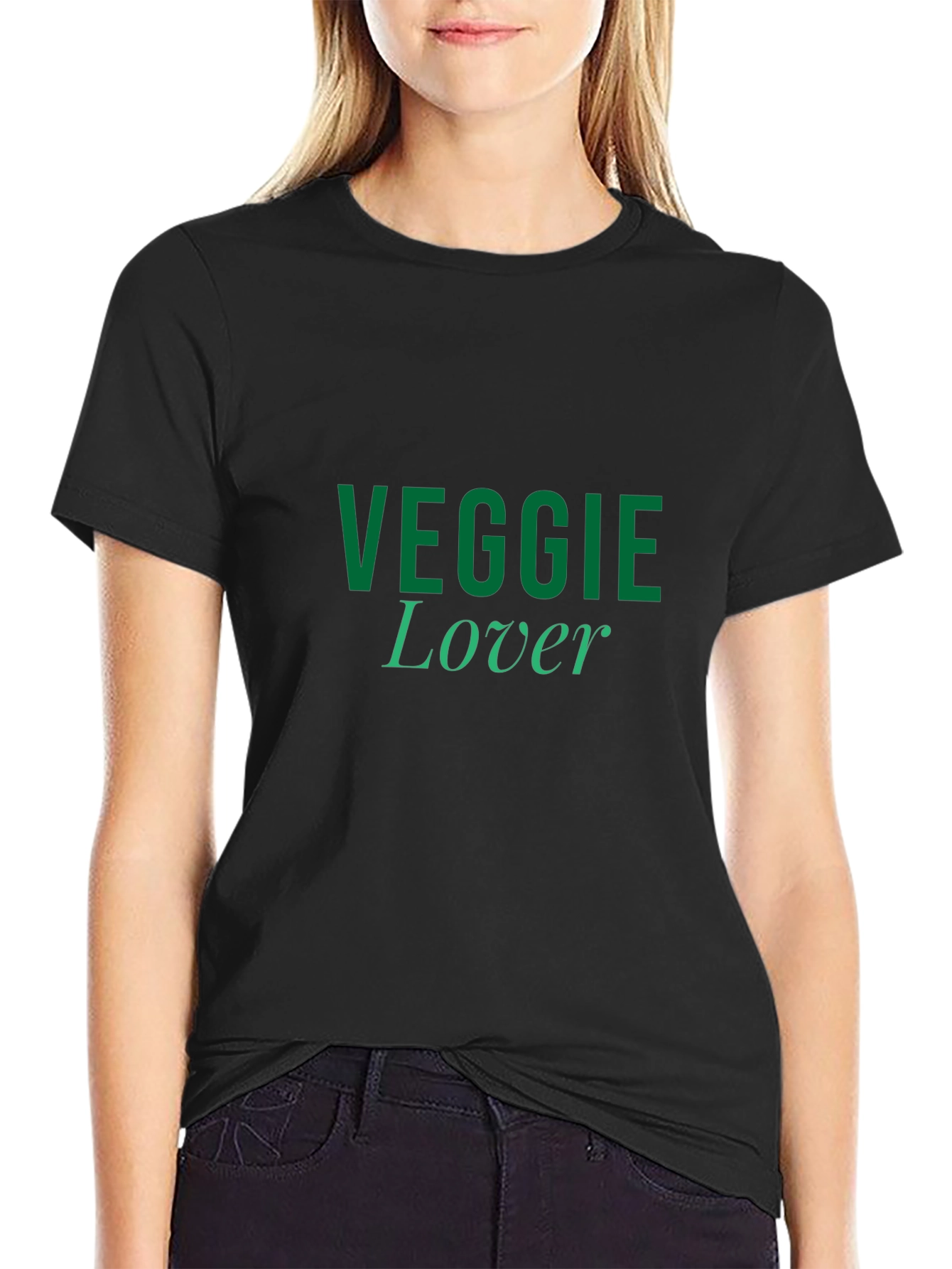 Veggie Lover T-Shirt - Black Casual Style